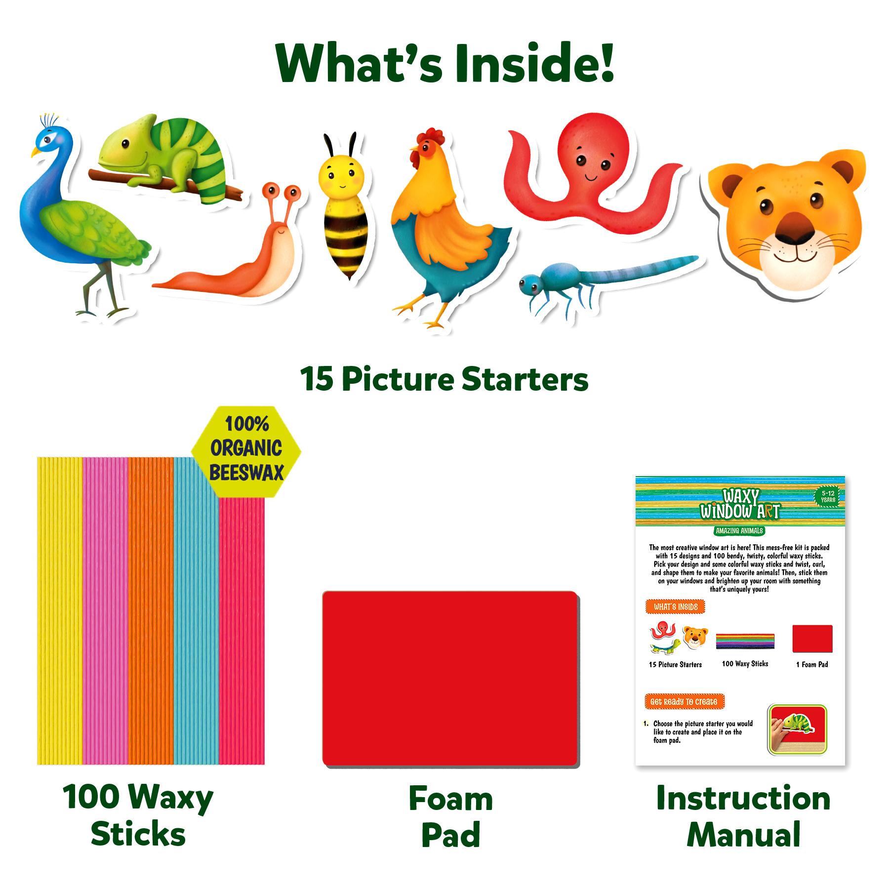 Skillmatics Art & Craft Activity - Waxy Window Art Animals, Mess-Free Art for Kids, DIY Craft Kits, Creative Activity, Gifts for Girls & Boys Ages 5, 6, 7, 8, 9, 10, 11, 12