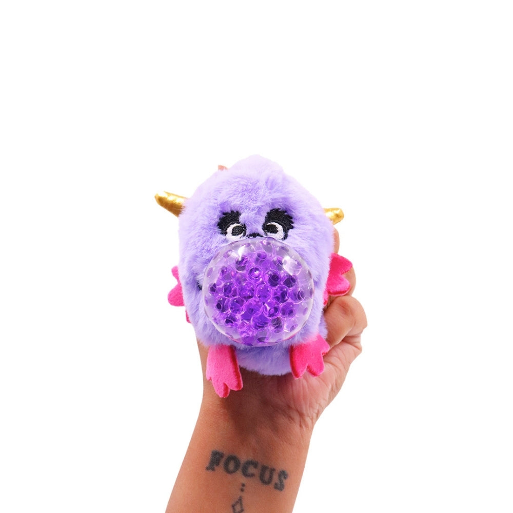 Scoobies Squash N Pop Pal Monster | Pack of 1 | Available in monster shaped furry ball in purple color | Soft and squishy with jelly beads inside | Squeeze it and beads pop out of the mouth | Good for hand muscle exercises and fidgeting