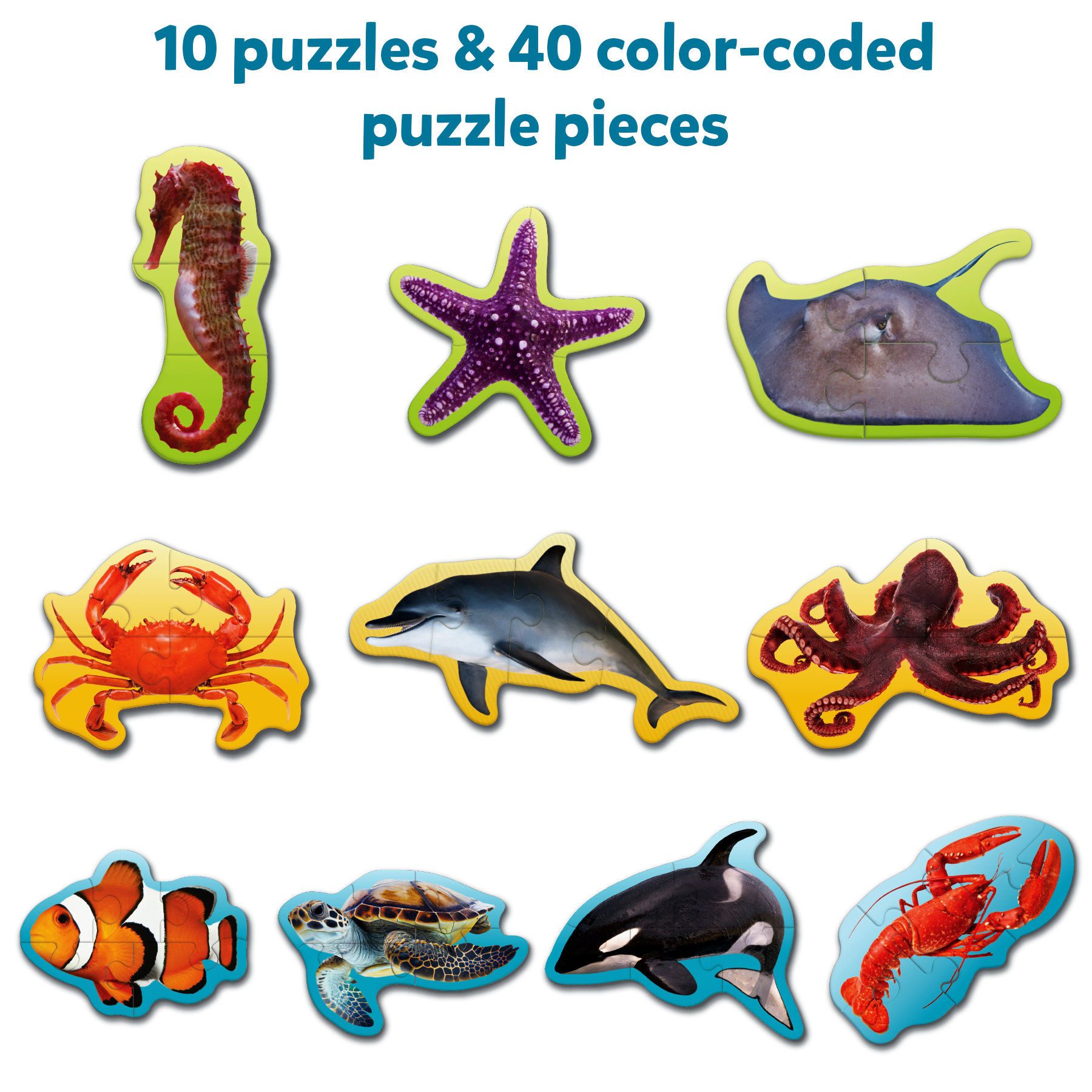Skillmatics Step by Step Puzzle - 41 Piece Underwater Animal Jigsaw & Toddler Puzzles for Stage-Based Learning, Educational Montessori Toy Boy & Girl, Gifts for Kids Ages 3 and Up