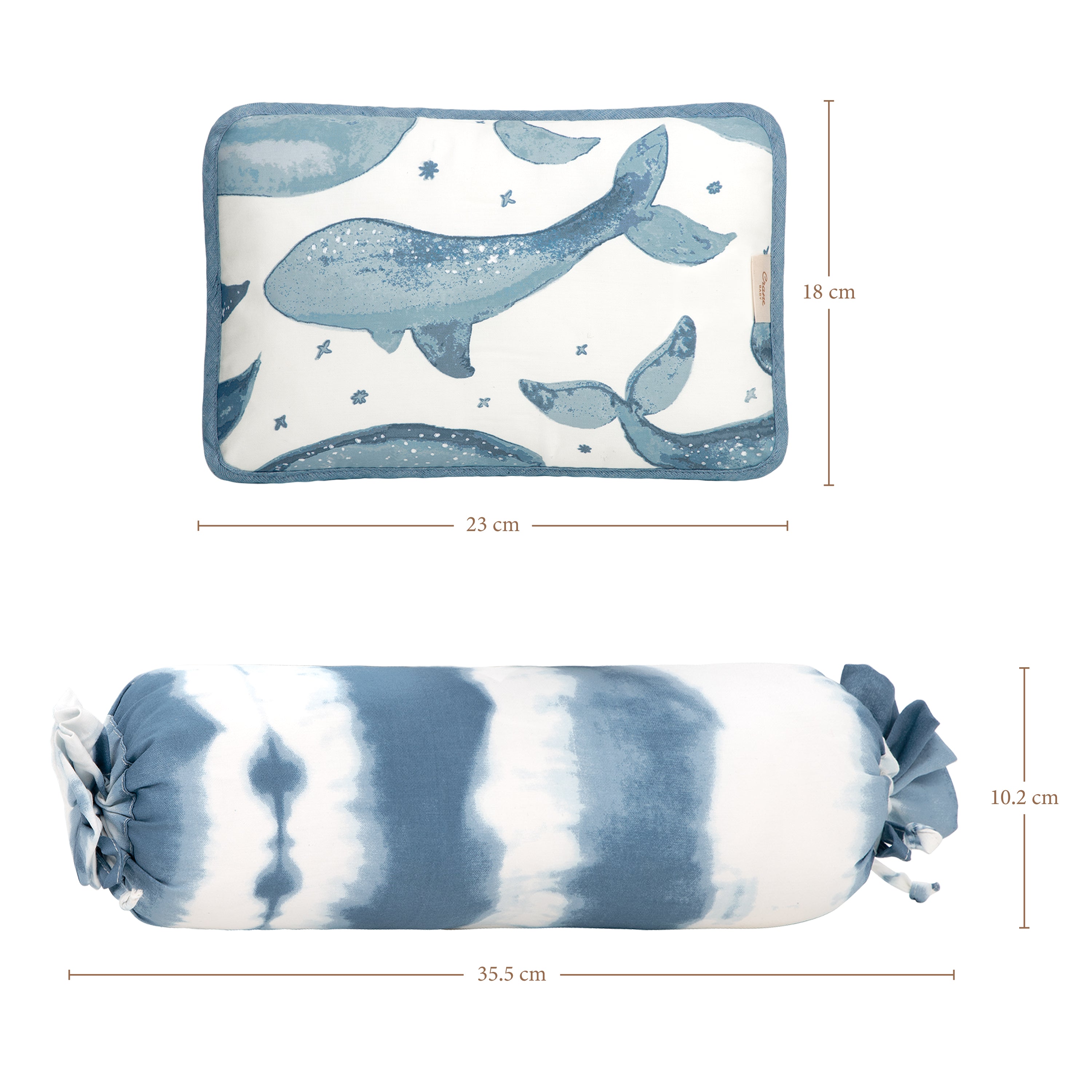 Crane Baby Pillow And Bolster Set Caspian Collection, Pack Of 3 - Blue