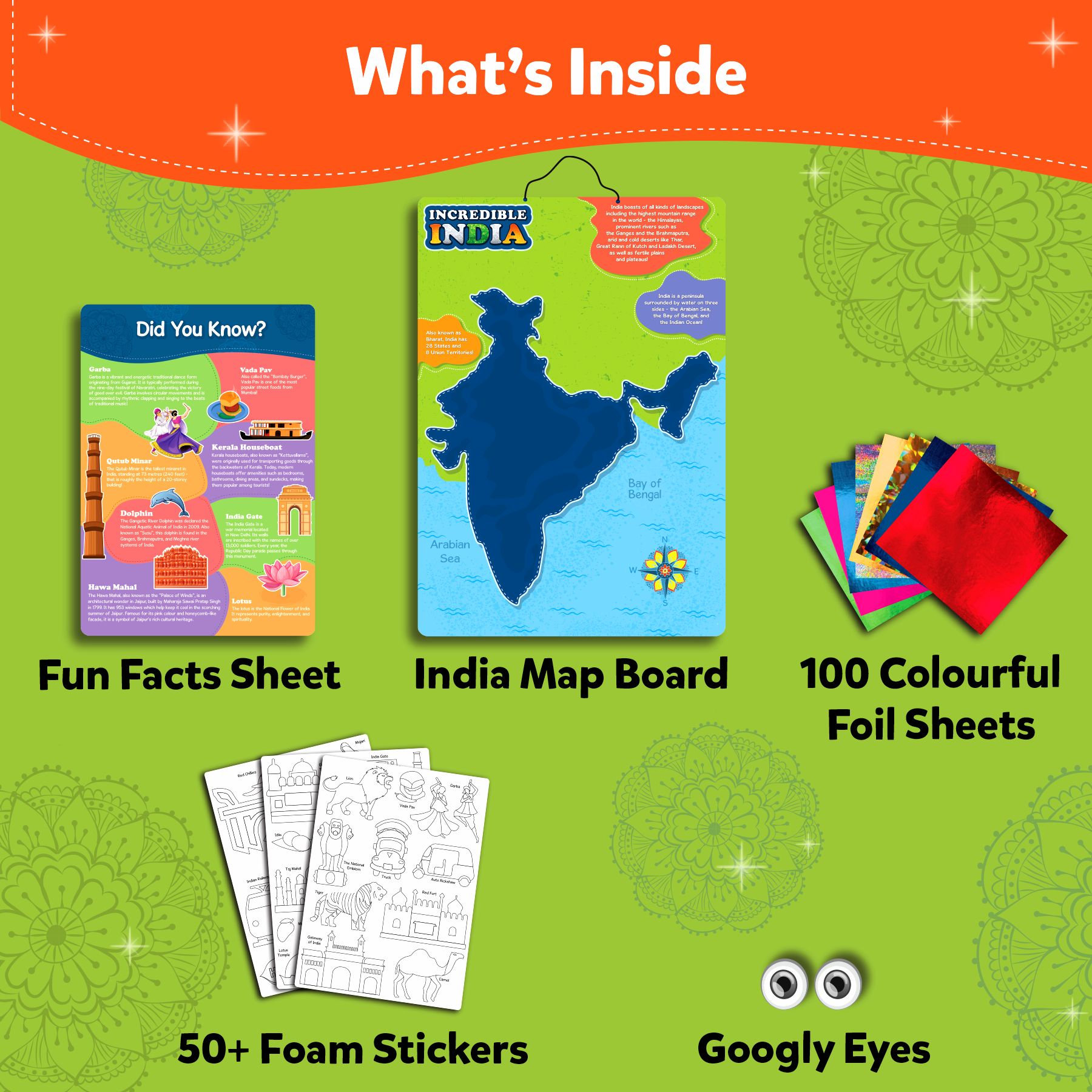 Skillmatics Art & Craft Activity - Foil Fun Incredible India, No Mess Art for Kids, DIY Creative & Educational Activity, Gifts for Ages 4, 5, 6, 7, 8, 9, 10, 11, 12