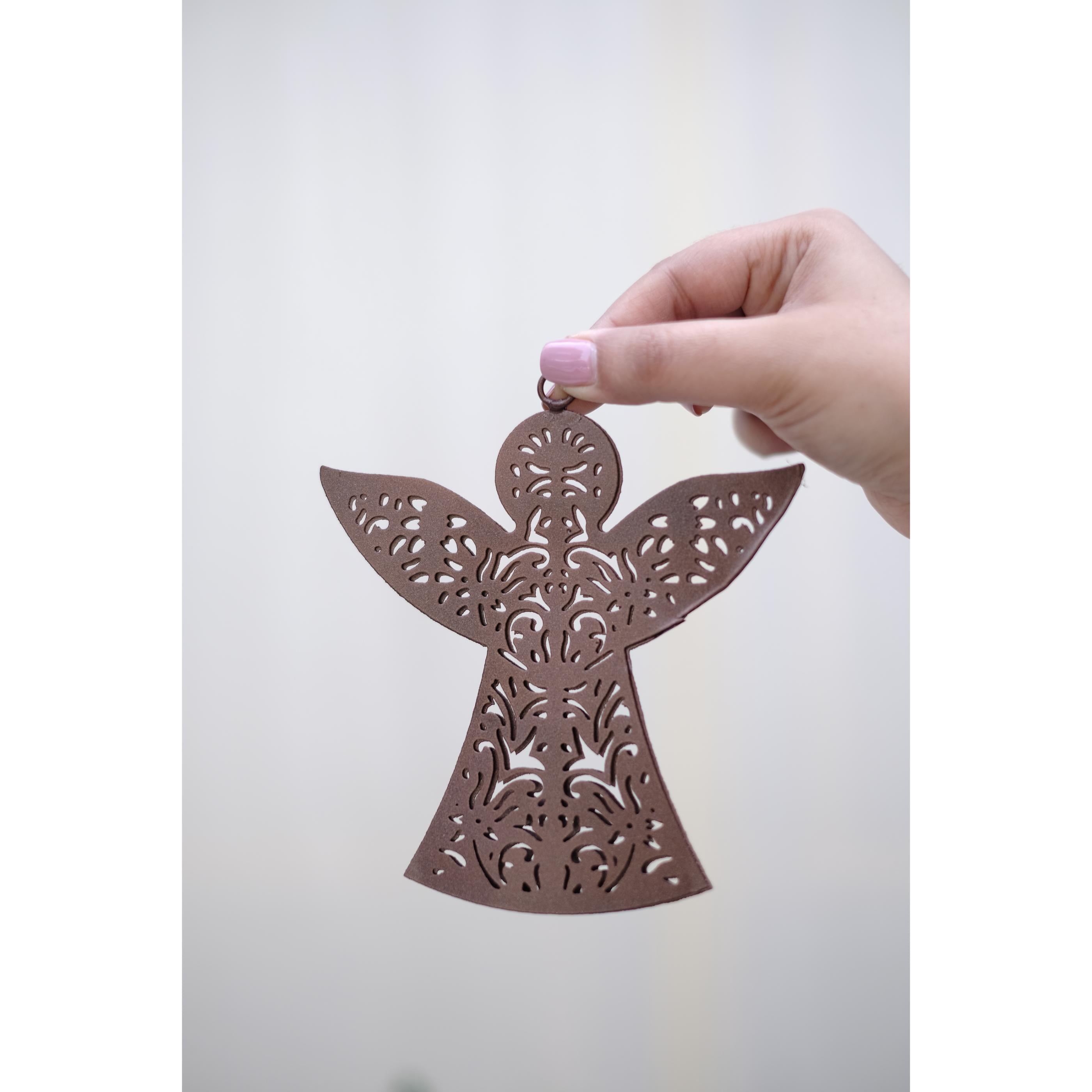 Nordic Christmas Decorations ELENA, Pair Of iron Angel Motives For Tree Hangings