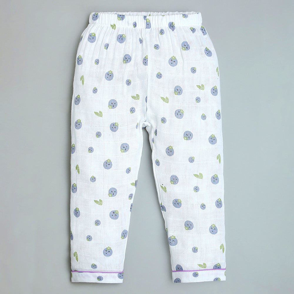 Bamboo Muslin Night Suit - Blueberry