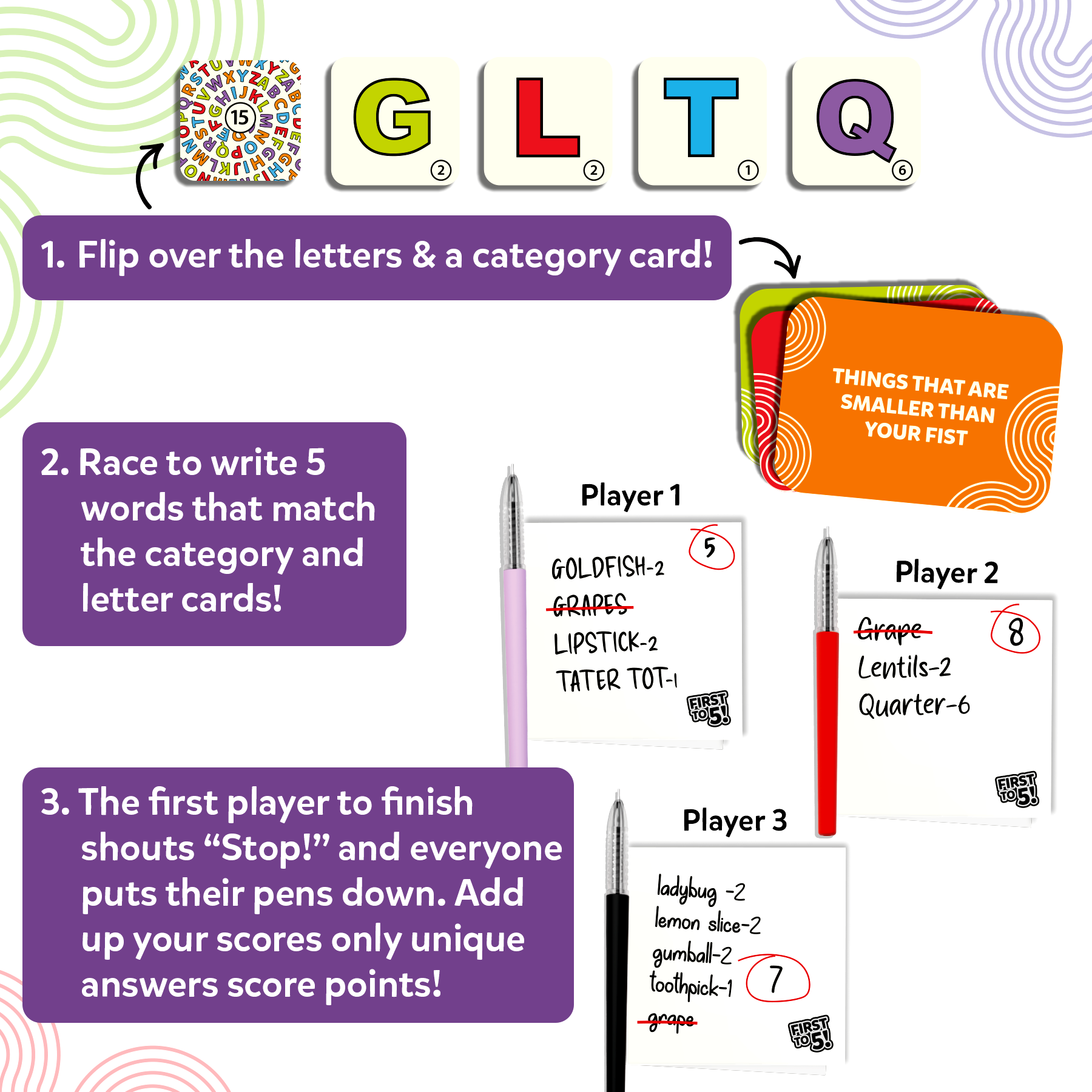 Skillmatics Card Game - First to 5, Quick Category Game with a Twist, Perfect for Family Fun, Party Game, Gifts for Kids, Teens, and Adults Ages 8, 9, 10 & Up, 2-8 Players