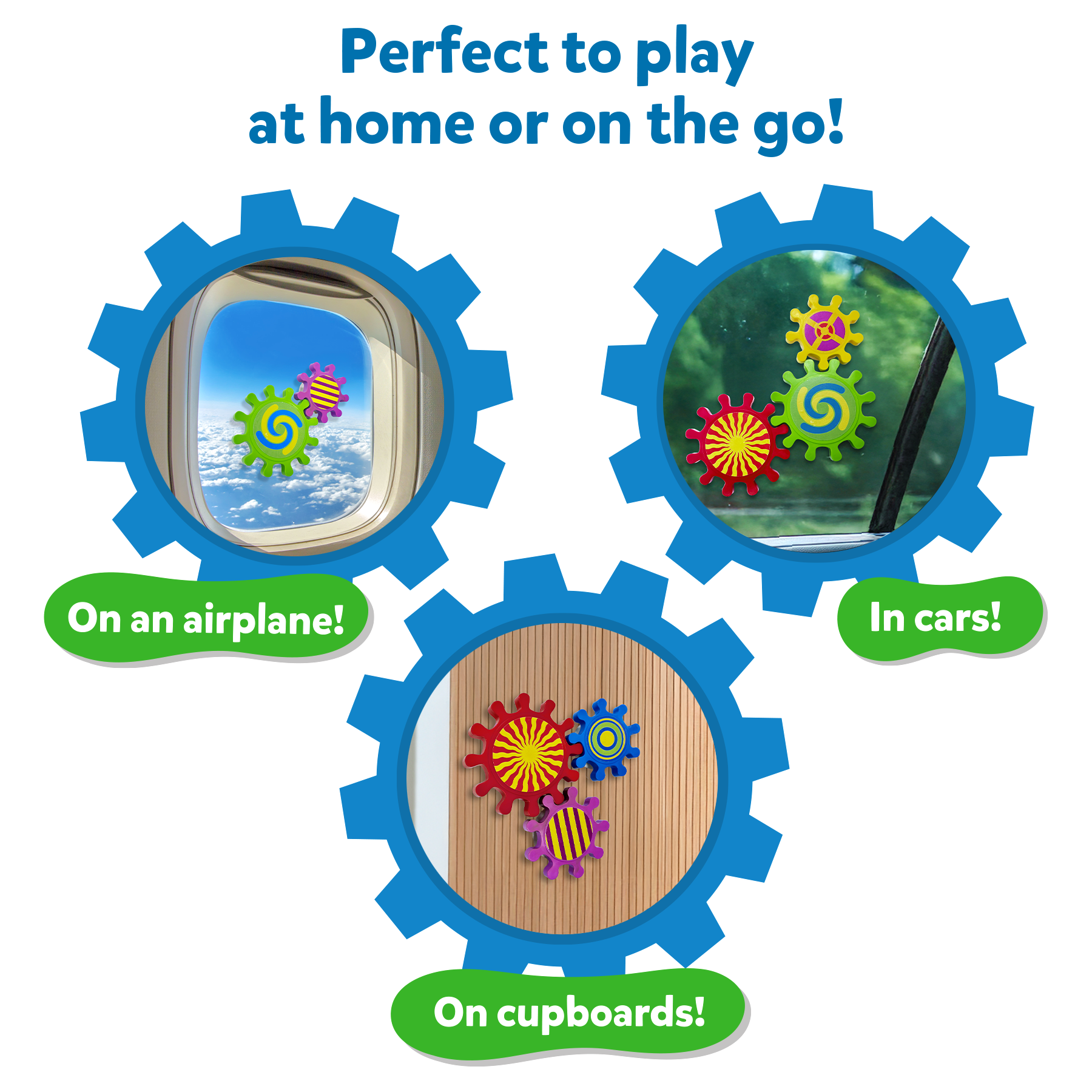 Skillmatics Spinny Gears for Babies - Fun Interlocking Spinning Gears, STEM & Sensory Toy, Suction Spinners for Windows, Table, Bath, Travel Toy, Gifts for Infants & Toddlers 6-36 Months, Set of 3