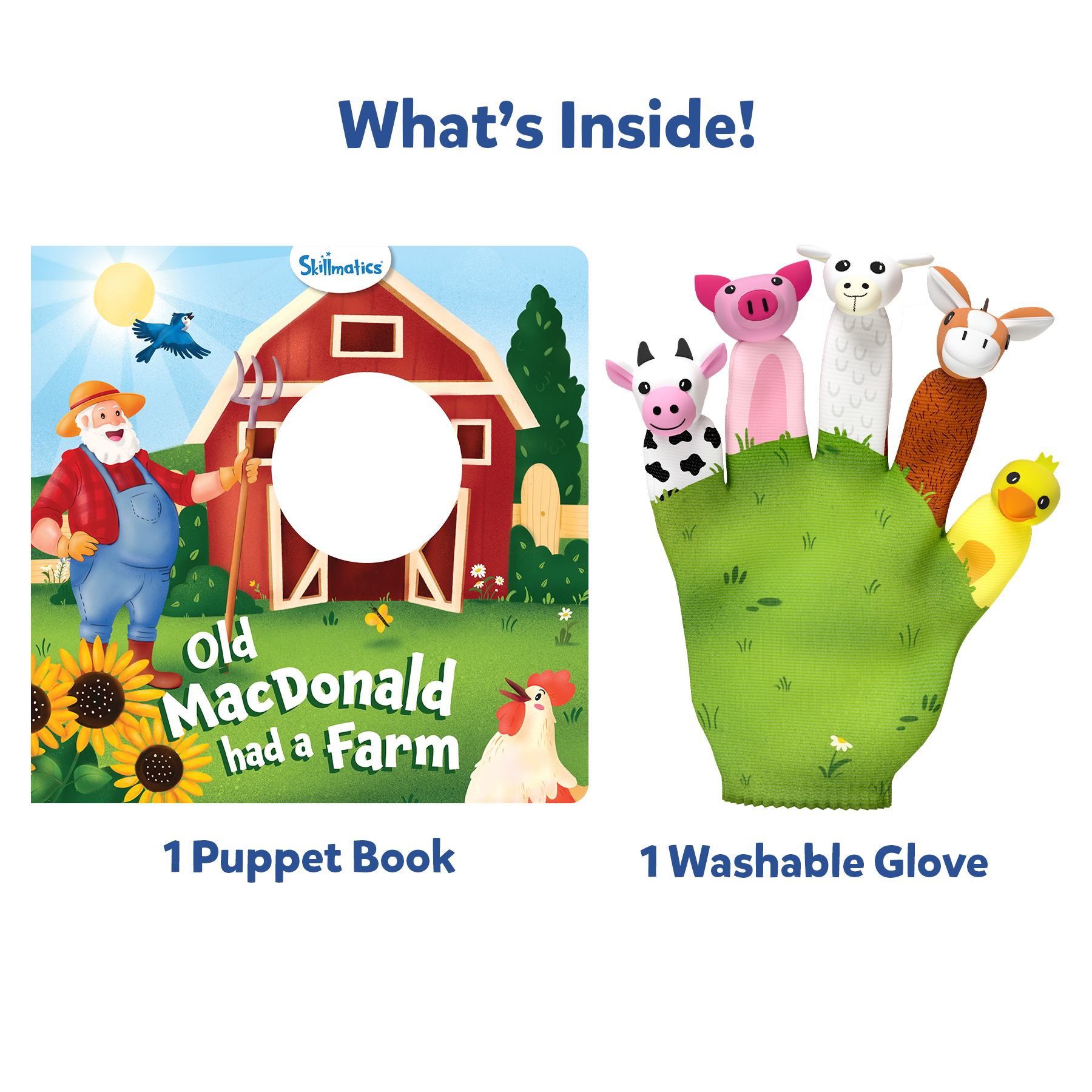 Skillmatics Puppet Book - Old MacDonald Had a Farm, Interactive Finger Puppets for Infants & Toddlers, Early Learning Toy, Nursery Rhyme Activity, Gifts for Babies Ages 6 to 24 Months