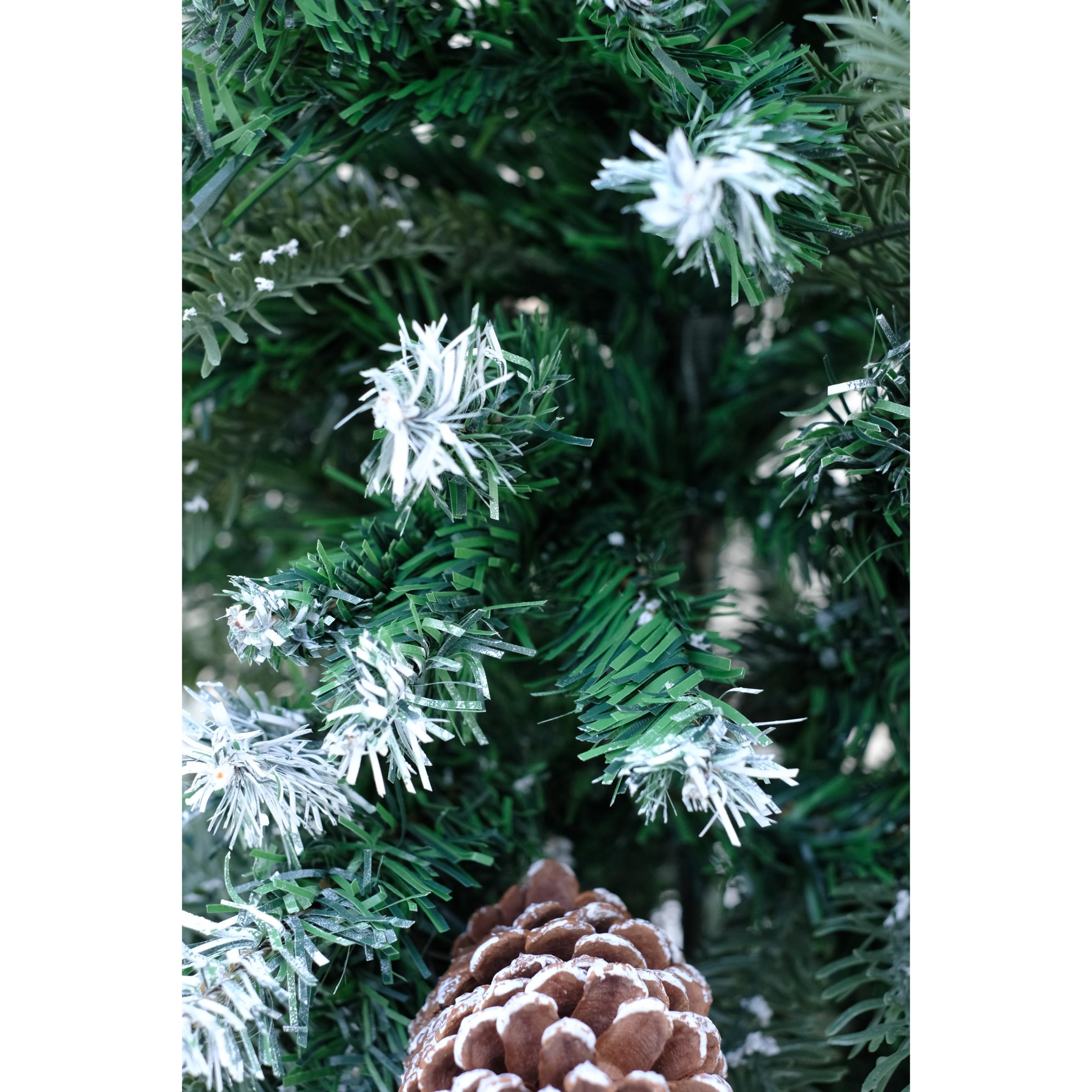 Nordic Christmas Decorations Balsam Christmas Tree With Light Frosting And Big Pine Cones, 4 ft