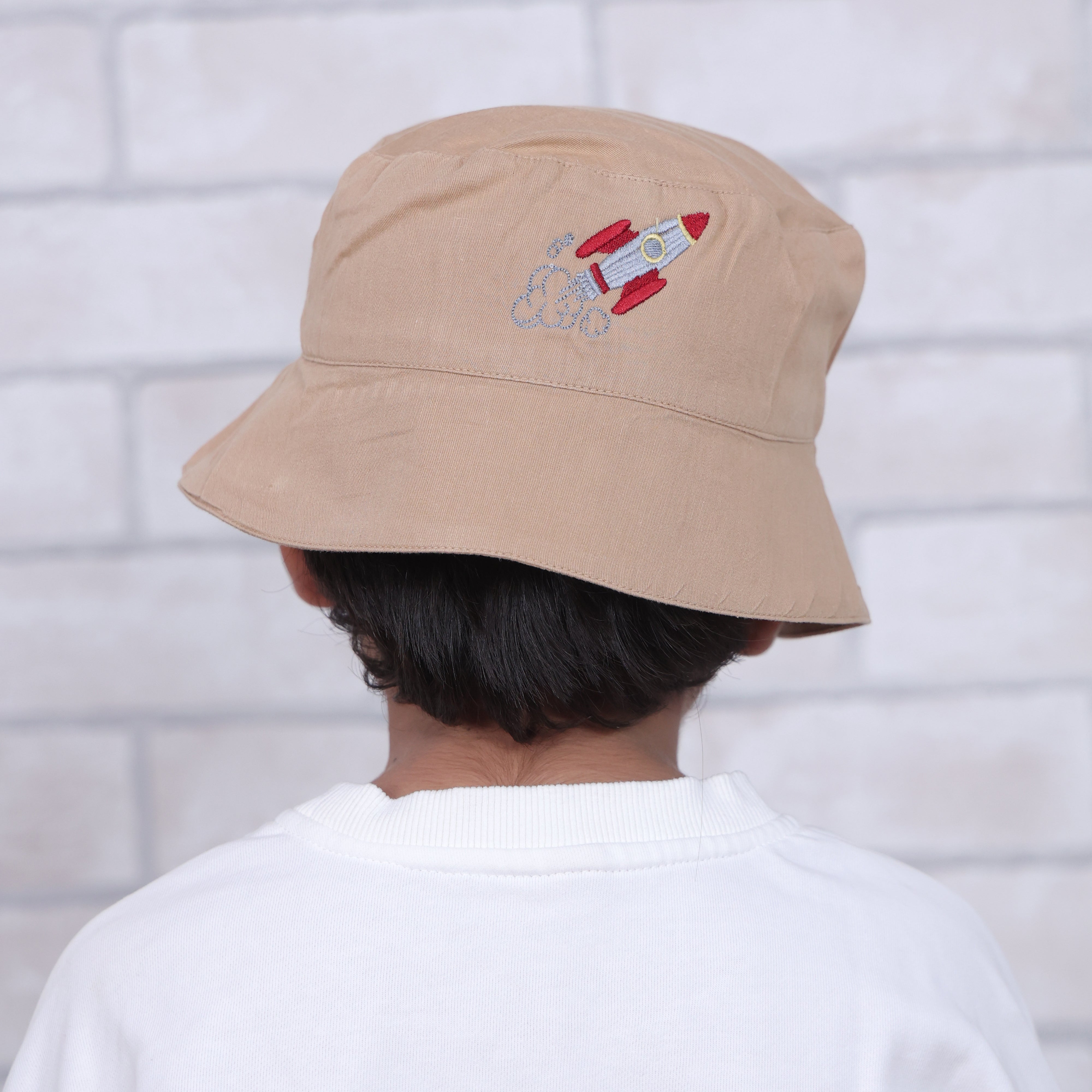 To The Moon & Back Brown Cotton Bucket Hat