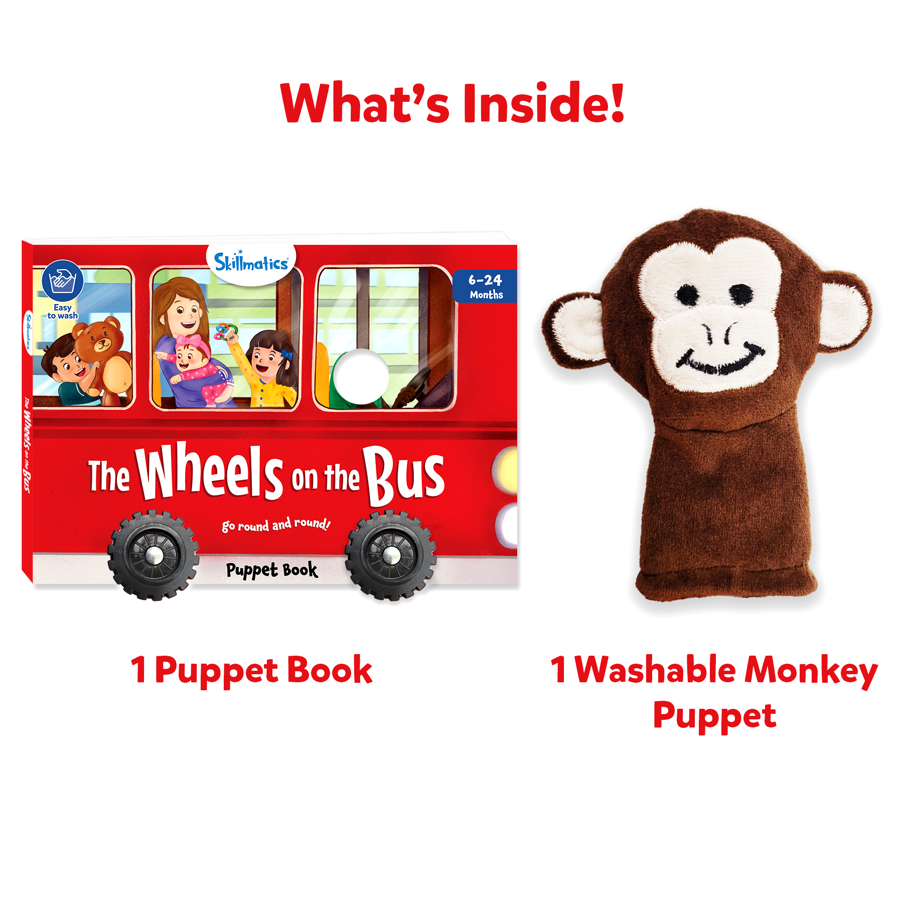 Skillmatics Puppet Book - The Wheels on The Bus, Interactive Finger Puppet for Infants & Toddlers, Early Learning & Sensory Toy, Nursery Rhyme Activity, Gifts for Babies Ages 6 Months to 2 Years