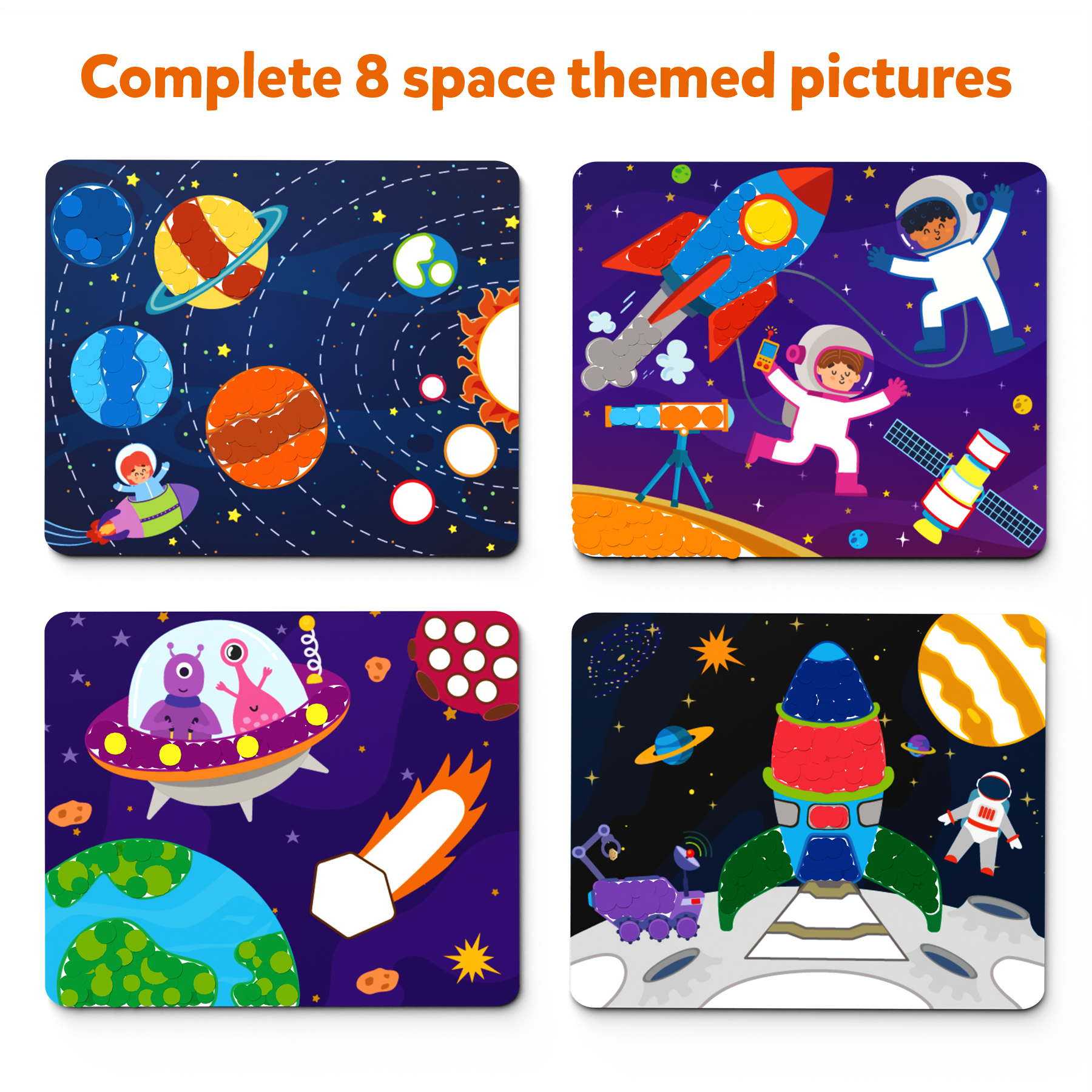 Skillmatics Art Activity Dot It - No Mess Sticker Art, 8 Space Themed Pictures, Gifts for Ages 3 to 7