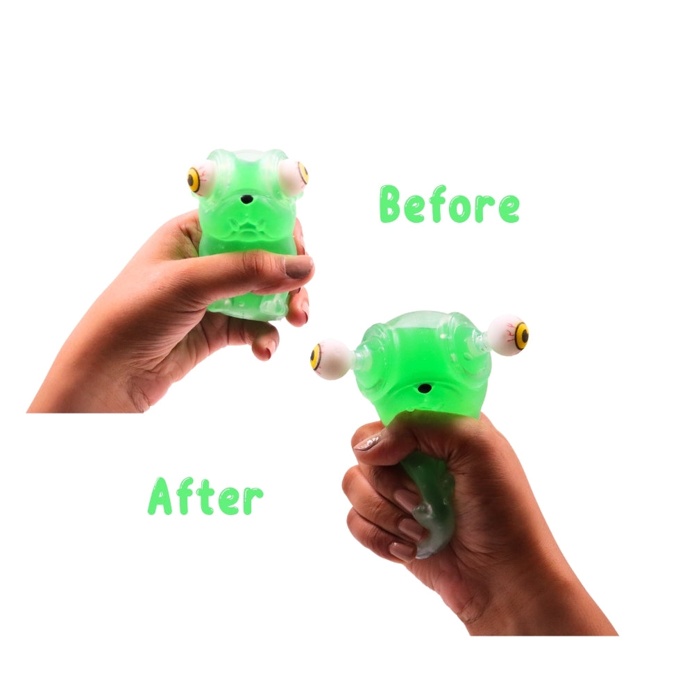 Scoobies Stick-i-dgets | Pack of 1 | Available in dog shape with vibrant green color | Soft and squishy with glow in the dark feature | Squeeze it and its eyes pop out | Good for hand muscle exercises and fidgeting