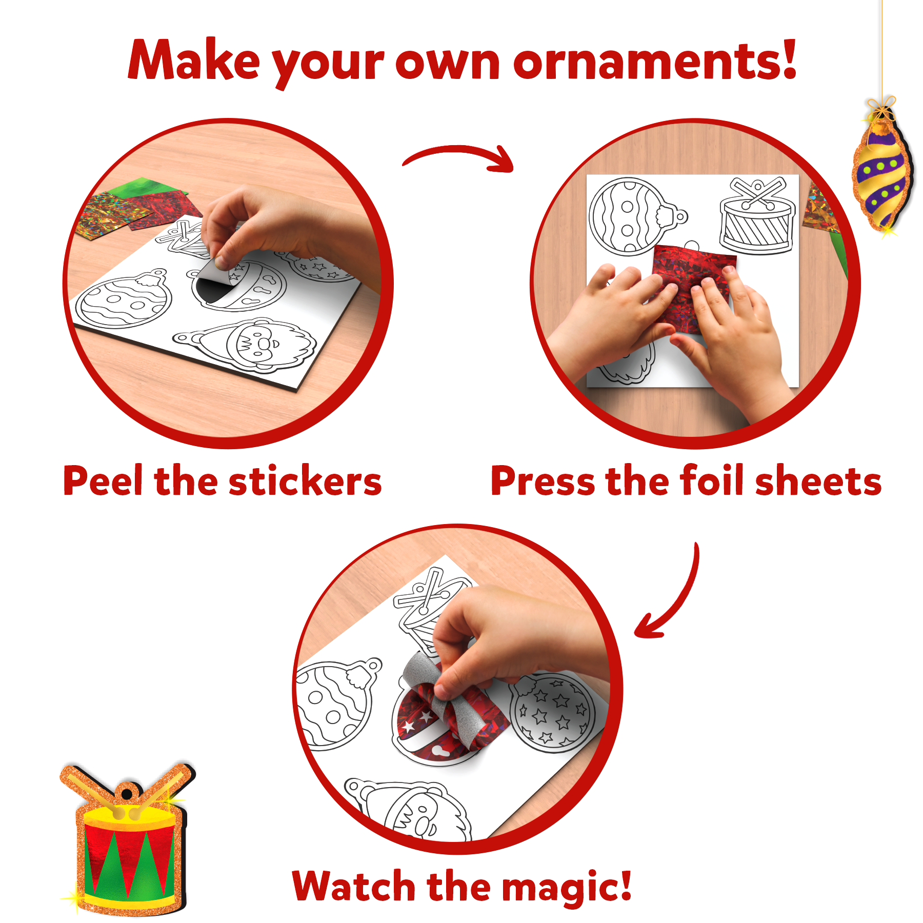 Skillmatics Art & Craft Activity - Foil Fun Christmas Ornaments, Mess-Free Art for Kids, Festive Holiday Craft Kits, DIY Decor Creative Activity, Gifts for Girls & Boys Ages 4, 5, 6, 7, 8, 9, and Up