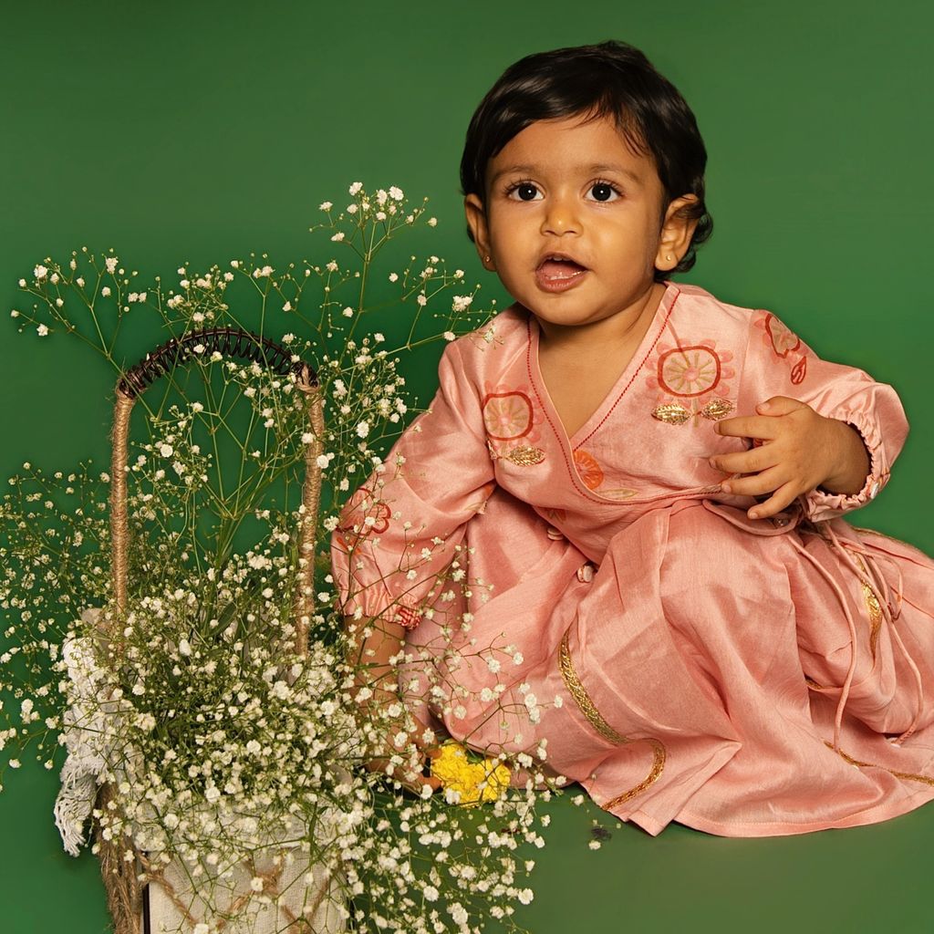 Chanderi Lehenga Set | Hand-Block Printed (Zardosi Booti Work)
