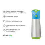 b.box Insulated Straw Sipper Drink Water Bottle 500ml- Ocean Breeze  Blue Green