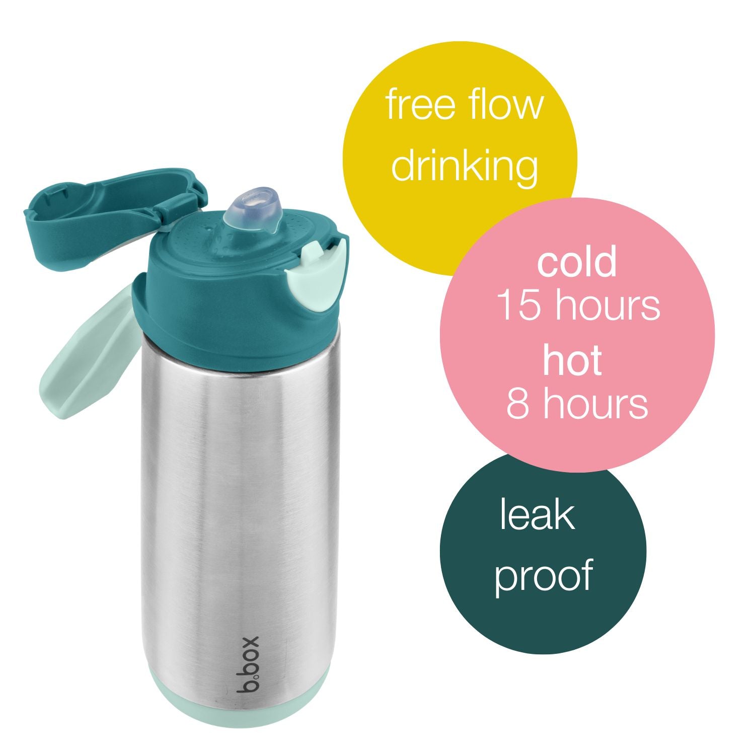 b.box Insulated Sport Spout Drink Water Bottle 500ml   Emerald Forest Green