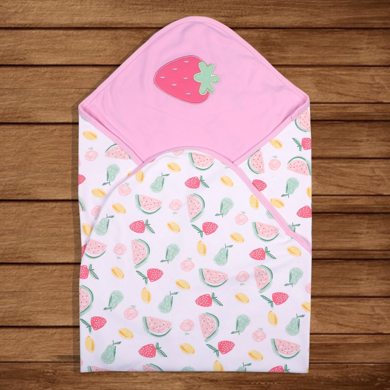 Baby Moo Strawberry Watermelon Soft Reversible Wrapper - Pink - Baby Moo