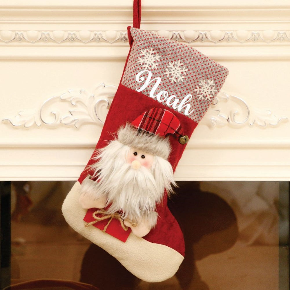 Babble Wrap Red Gifts And Snowflake Stockings- Happy Santa