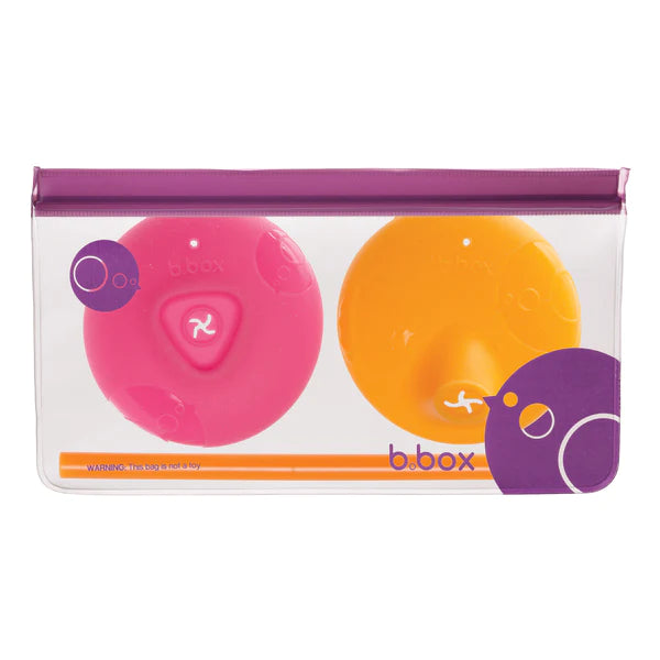 b.box Universal Silicone Lid & Straw Travel Pack - Strawberry Shake Pink Orange