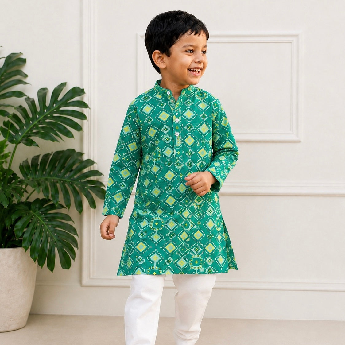 Boys Cotton Kurta Set - Multiple Designs - Patola design