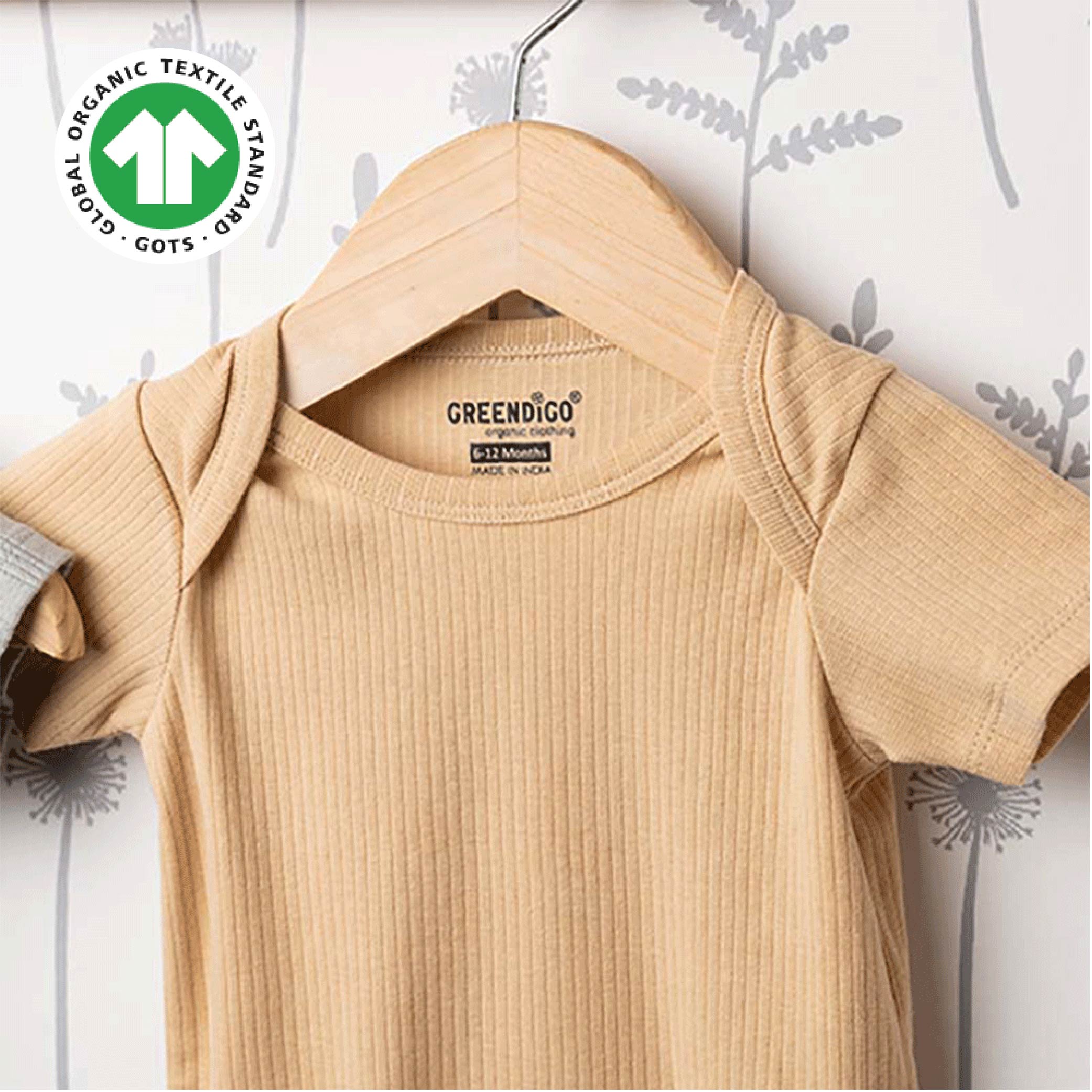 Greendigo 100% Organic Cotton Multicolour Solid Bodysuit For New Born Baby Boys And Baby Girls - Pack Of 2