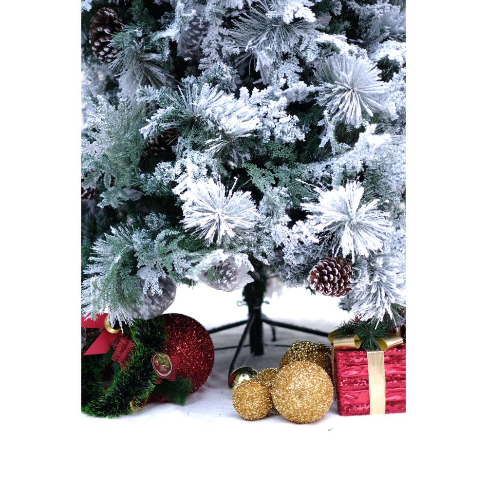 SWEN 8 Feet TRUE STAR Christmas Tree With Broad Pine Leaves, Frosting And Pine Cones