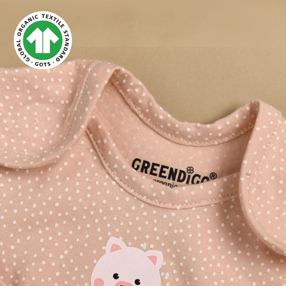 Greendigo 100% Organic Cotton Pink Bodysuit Romper For Premature Baby Boys And Baby Girls