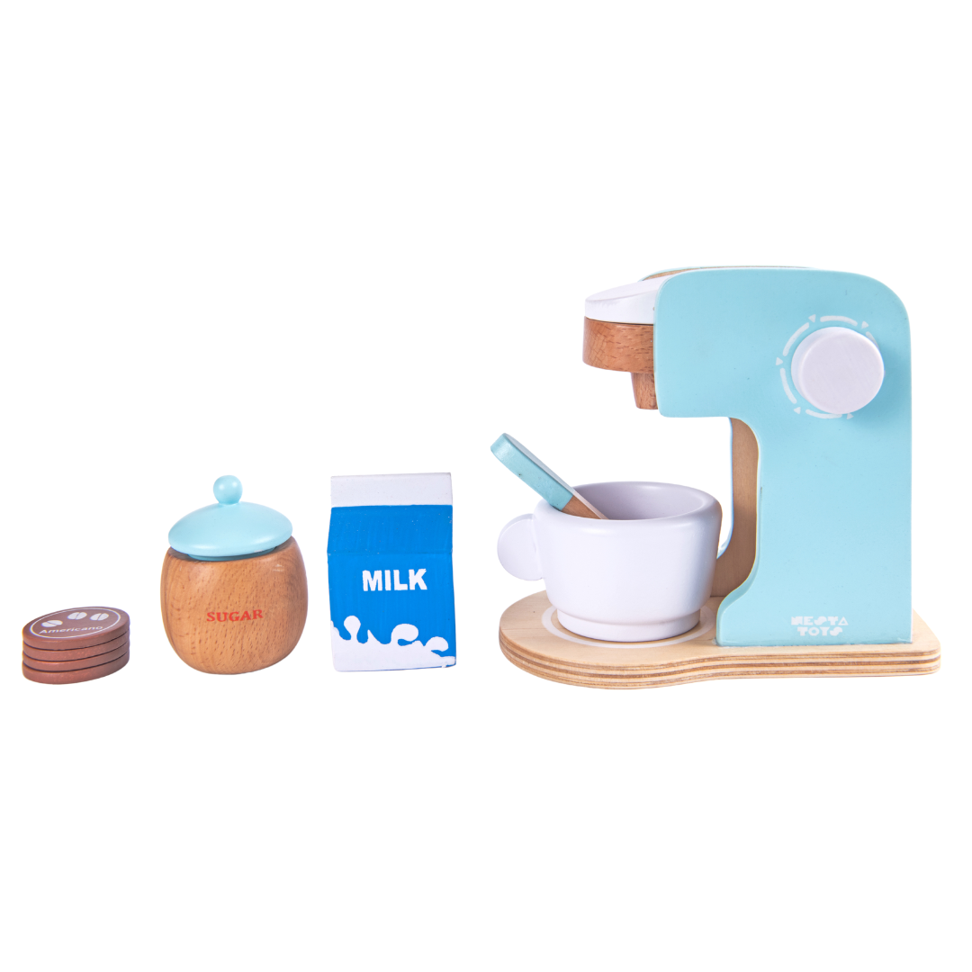 Wooden Coffee Maker Toy - Light Blue