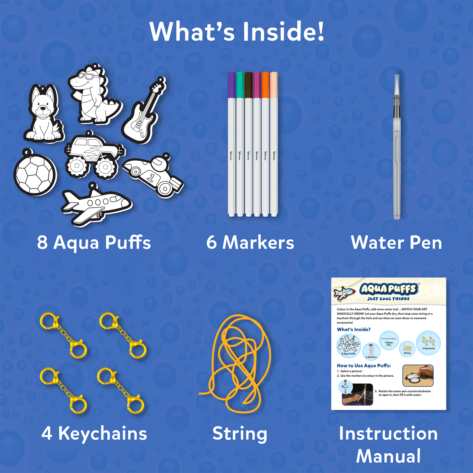 Skillmatics 3D Art Kit – Aqua Puffs Just Cool Things, Mess-Free Painting Craft for Kids, DIY Colour & Inflate Activity, Travel Toys & Creative Gifts for Boys & Girls Ages 4, 5, 6, 7, 8, 9, 10