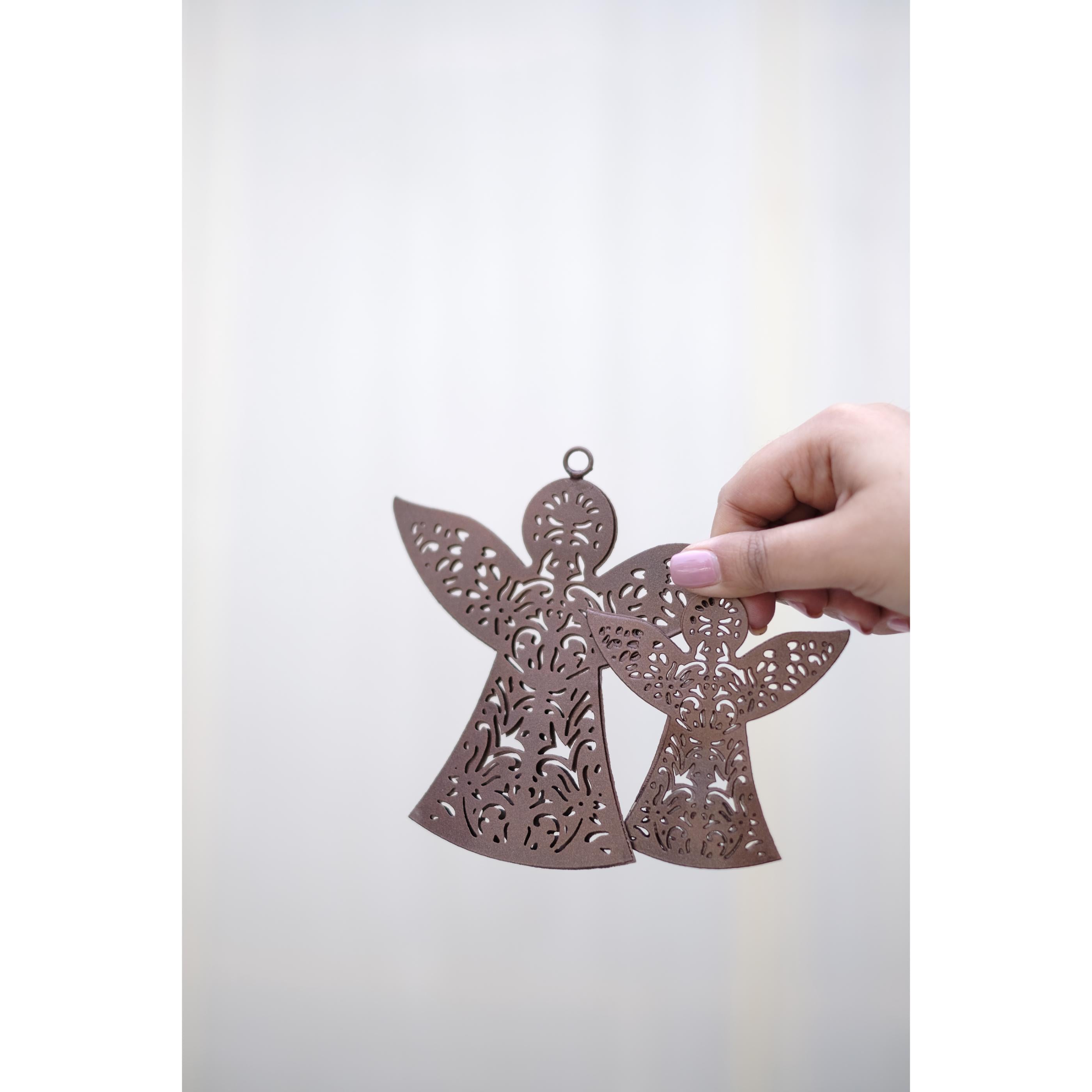 Nordic Christmas Decorations ELENA, Pair Of iron Angel Motives For Tree Hangings