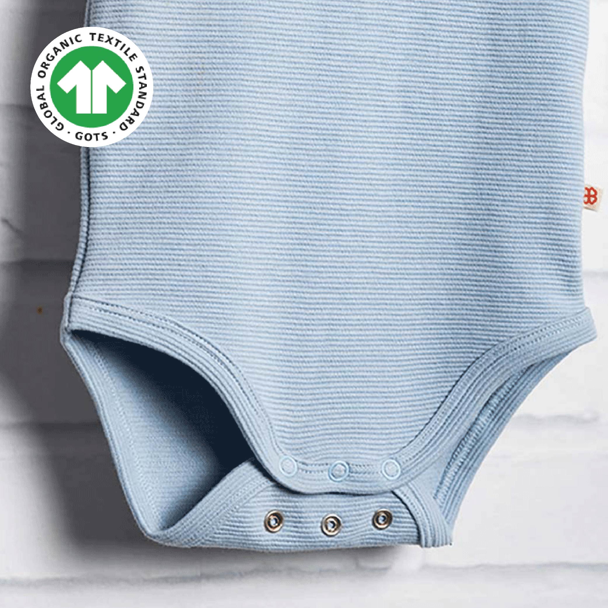 Greendigo 100% Organic Cotton Blue Solid Bodysuit For New Born Baby Boys And Baby Girls