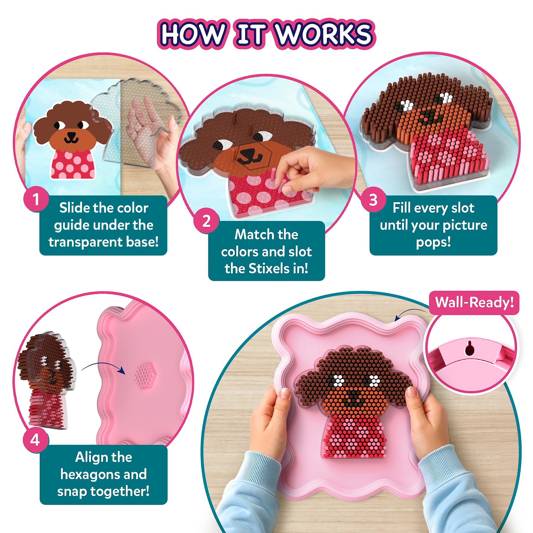 Step-by-step guide on how to use a beaded art kit to create a dog picture.
