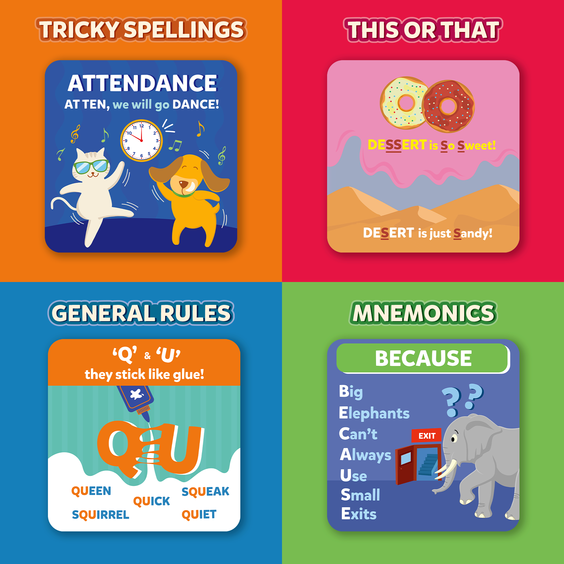 Spelling Tricks Flash Cards for Kids - Skillmatics