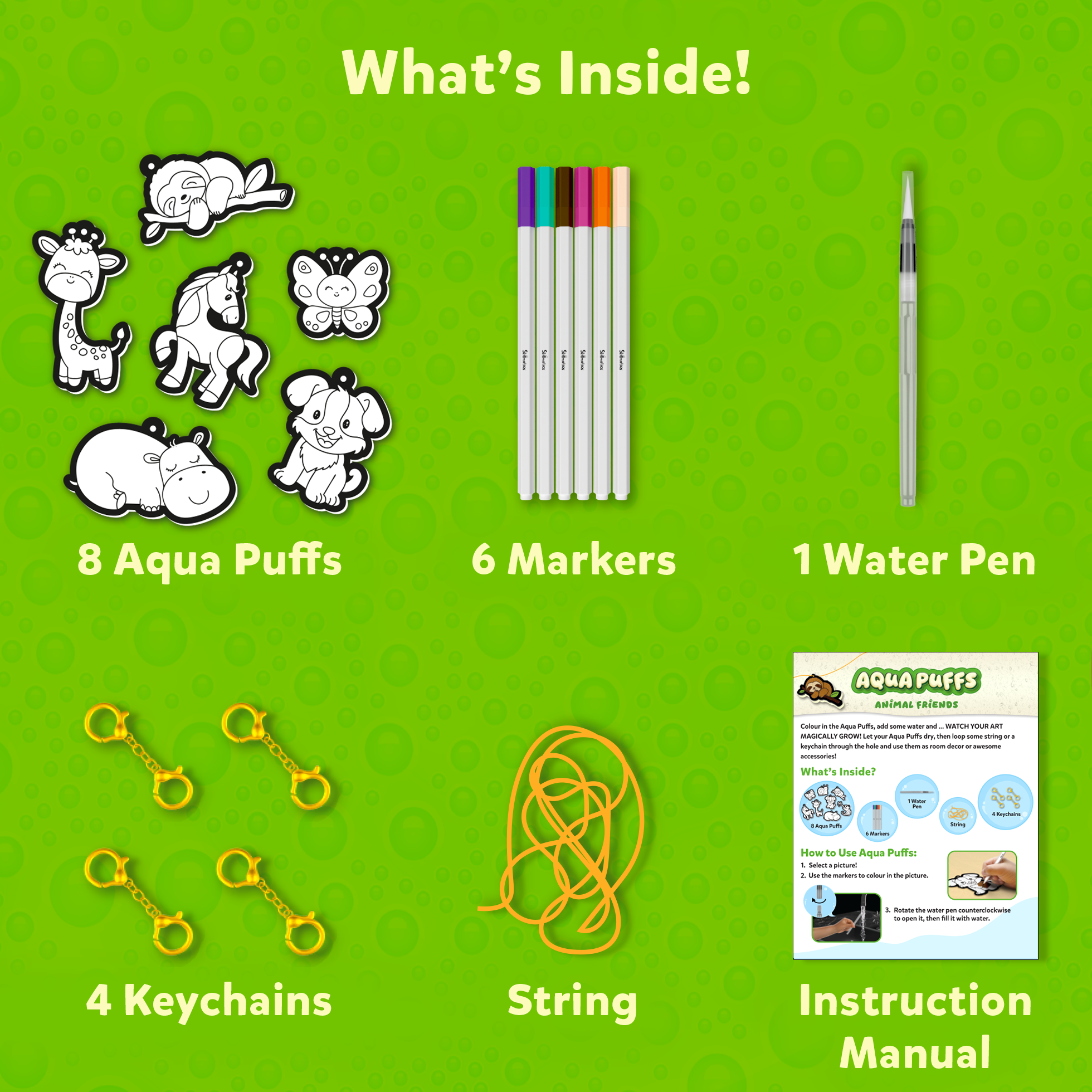 Skillmatics 3D Art Kit - Aqua Puffs, Animals, Mess-Free Fun, Magical Craft Activity, Travel Toys, DIY Decor, Creative Gifts for Girls & Boys Ages 4, 5, 6, 7, 8, 9, 10