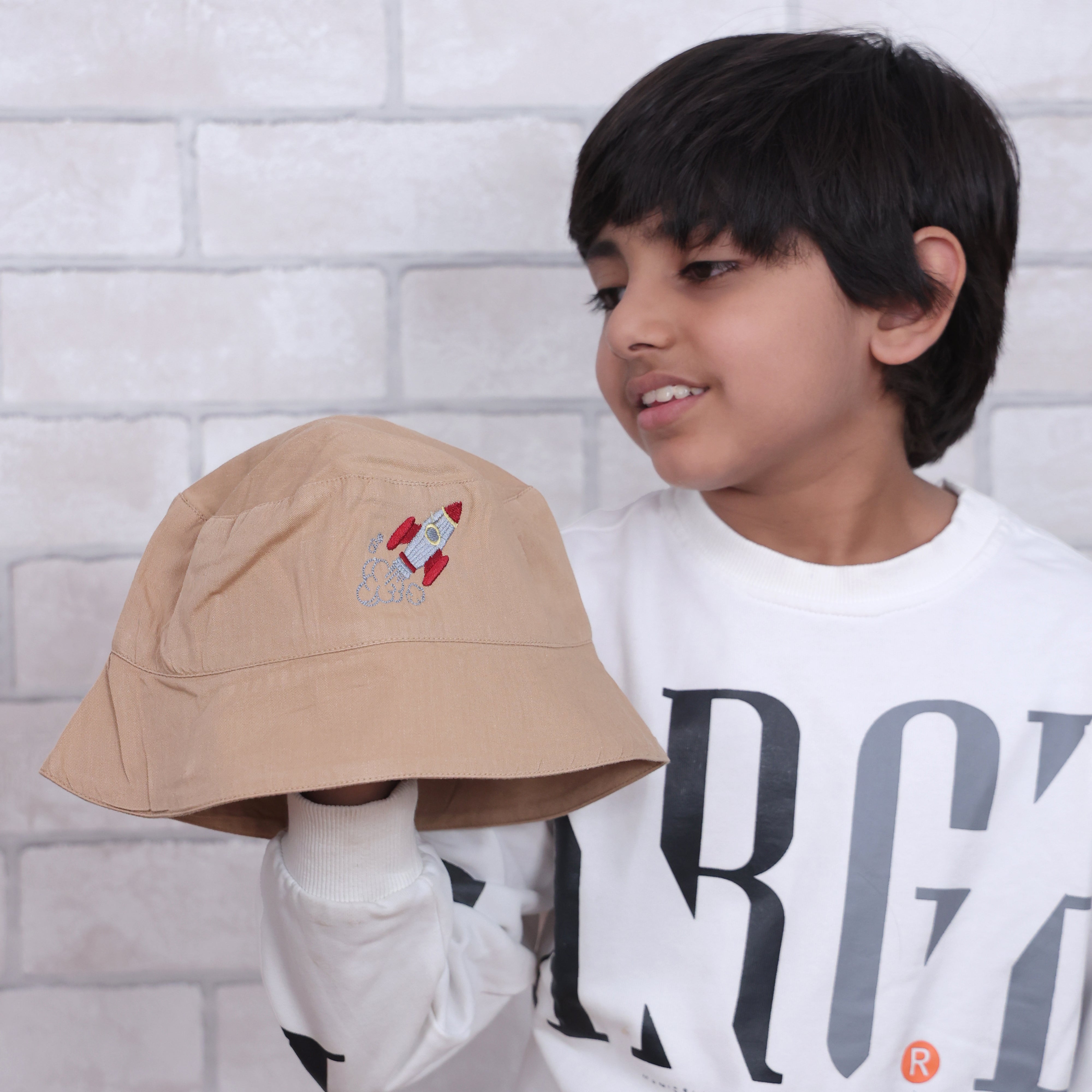 To The Moon & Back Brown Cotton Bucket Hat