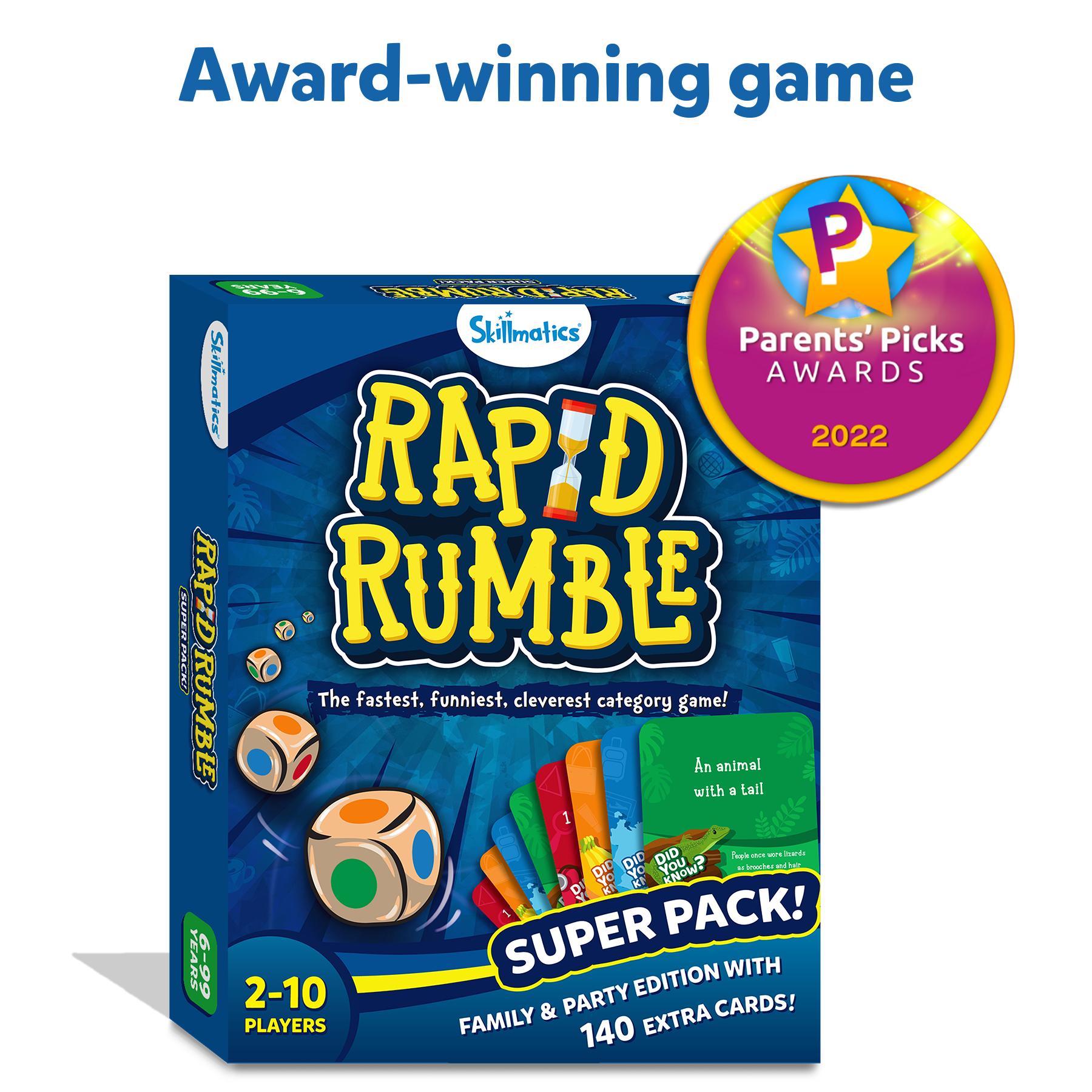 Skillmatics Board Game - Rapid Rumble Super Pack, Family & Party Edition with 140 Extra Cards