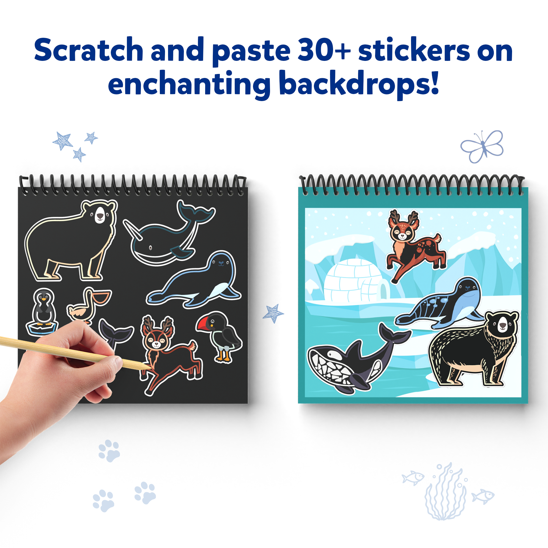 Skillmatics Magical Scratch Art Book for Kids - Animals, Craft Kits, DIY Activity & Stickers, Gifts for Ages 3 to 8