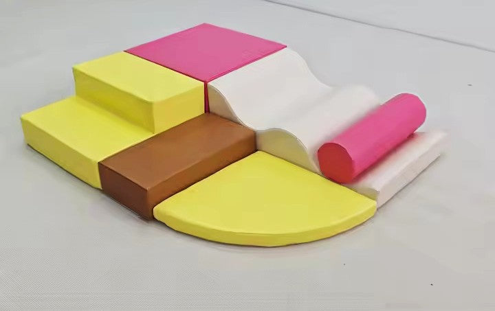 Oplus 6-piece Fun and versatile Soft Play Set for Kids - Dark Green And Yellow Color/Pink And Yellow