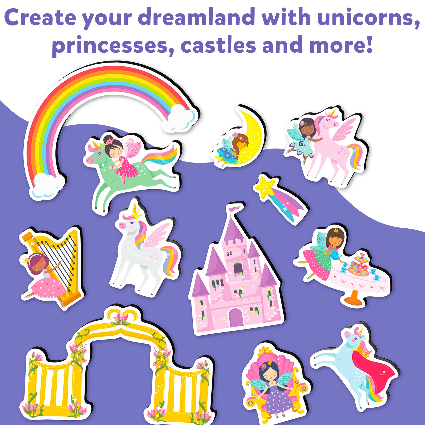 Skillmatics Creative Toy Magnetopia - Princess & Unicorn Land, Interactive Pretend Play Set for Kids, Toddlers, 40+ Magnetic Pieces, Preschool Learning Game, Gifts for Girls & Boys Ages 3, 4, 5, 6, 7