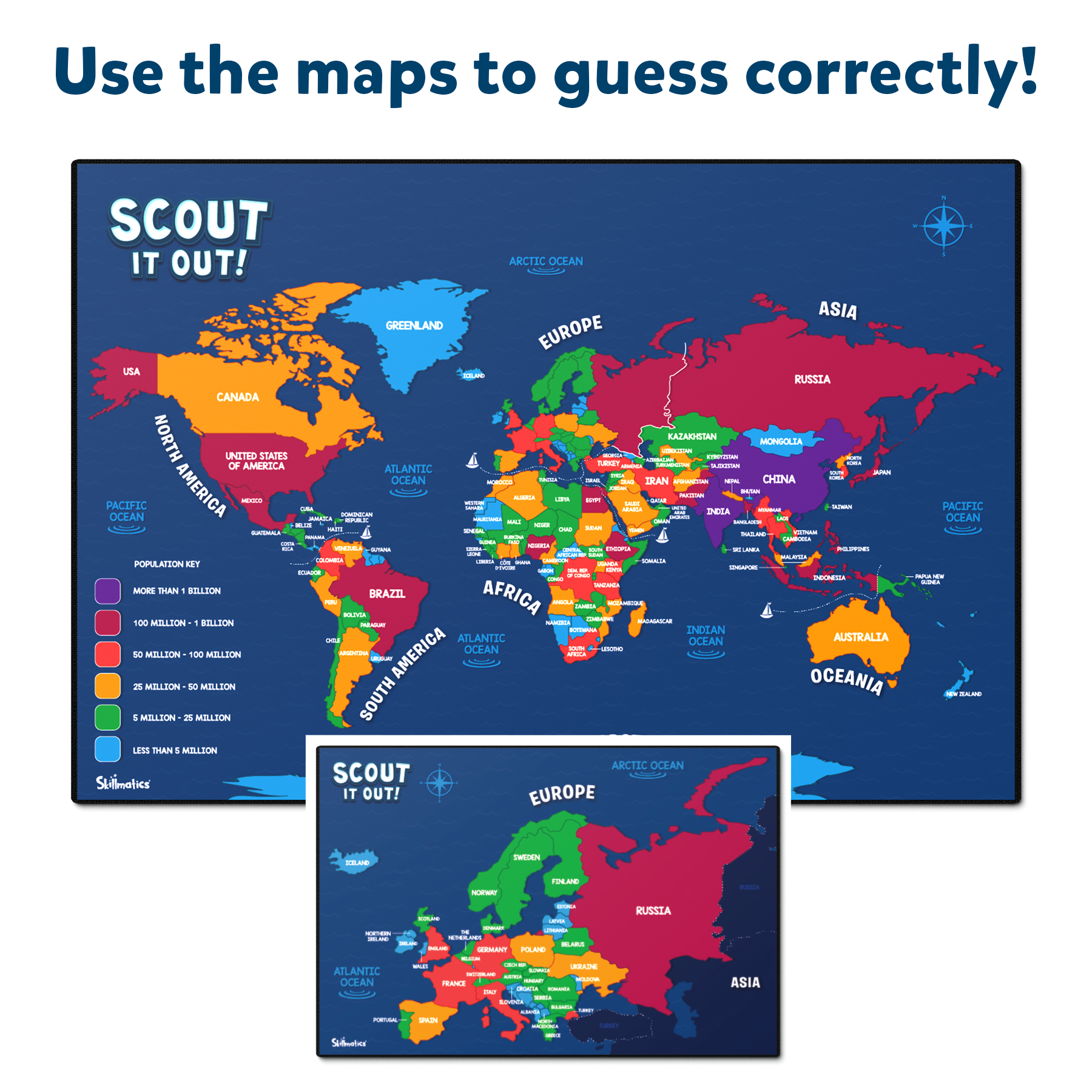 Skillmatics Board Game - Scout It Out Countries of the World, Fun Guessing & Trivia Game for Families, Ages 7 and Up
