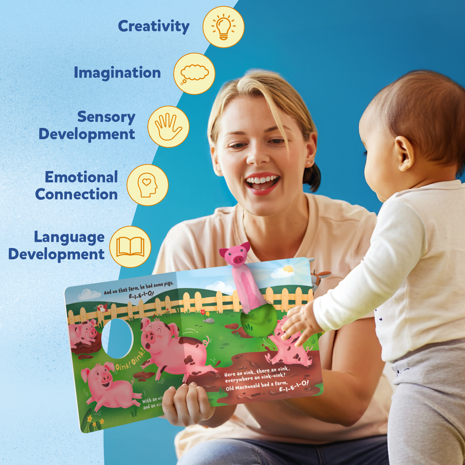 Skillmatics Puppet Book - Old MacDonald Had a Farm, Interactive Finger Puppets for Infants & Toddlers, Early Learning Toy, Nursery Rhyme Activity, Gifts for Babies Ages 6 to 24 Months