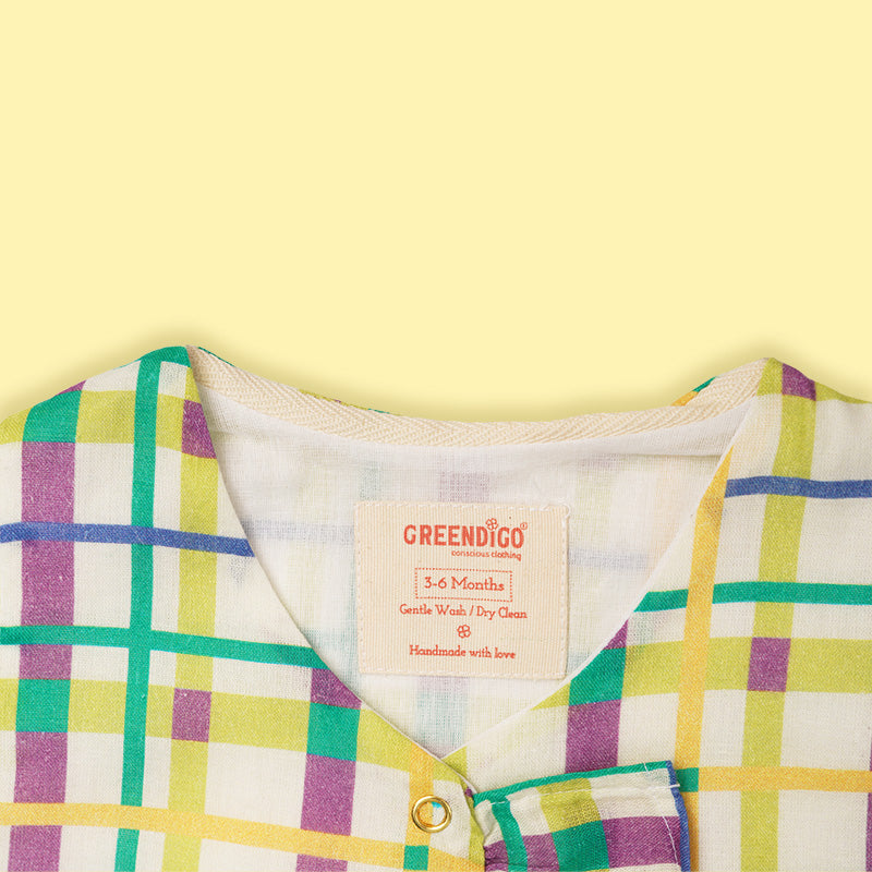 Greendigo Organic Cotton Pack Of 2 Top And Pant For Newborn Baby girls - Green, Yellow