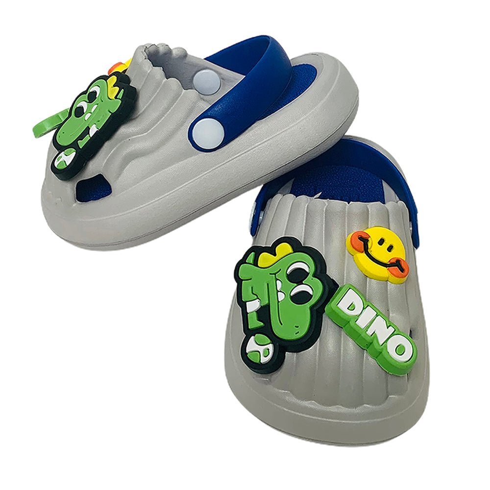 Little Surpise Box Blue Smilie Dino Slip On Clogs, Summer/Monsoon All Season Footwear For Toddlers & Kids.