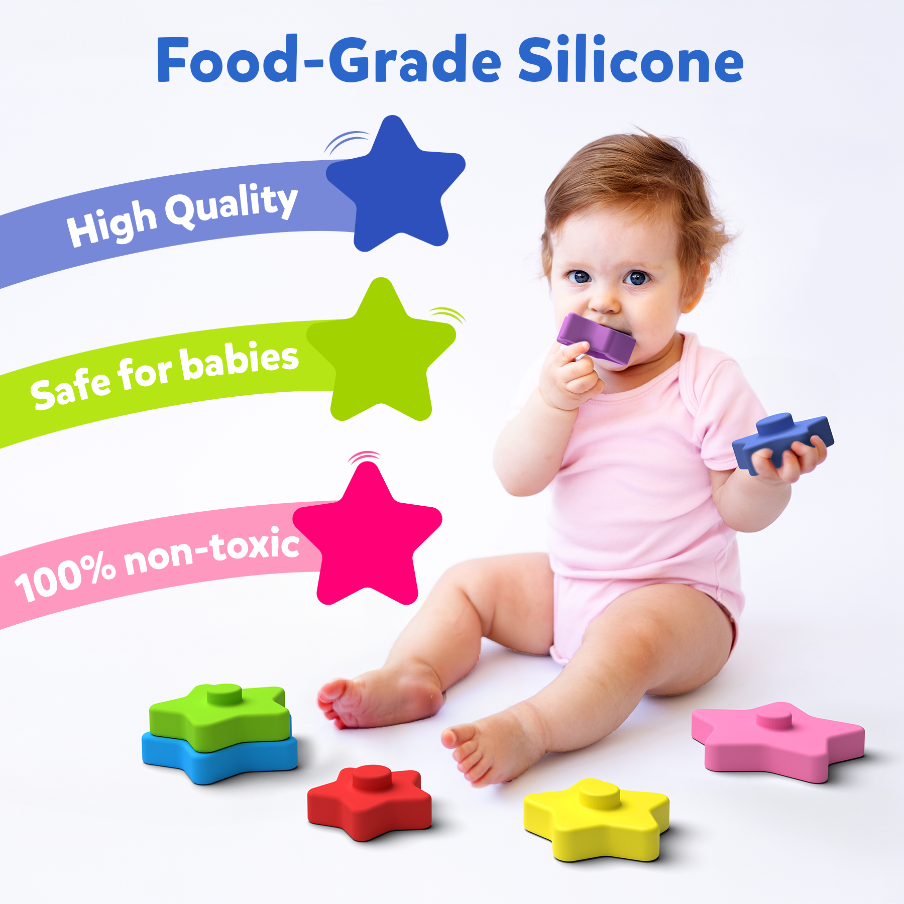 Skillmatics Silicone Stacking Toys - Starry Stacker, Montessori Toys & Games, Activity & Learning Toy for Infants, Toddlers, Kids, Gifts for Ages 6 Months to 3 Years