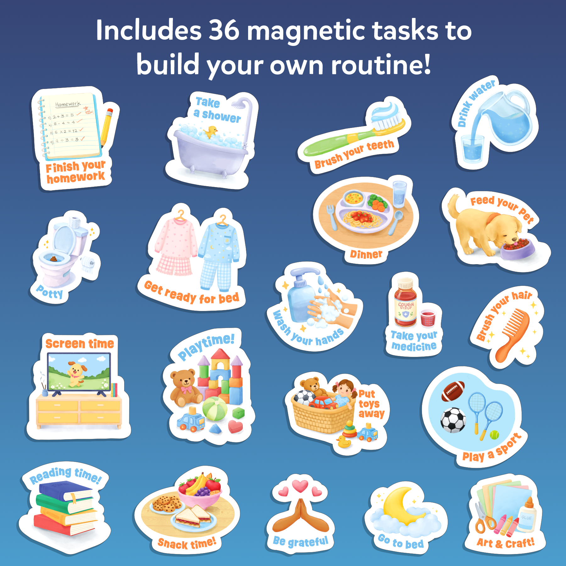 My Daily Routine Chart – Reusable Double-Sided Magnetic Chore Chart & Visual Schedule