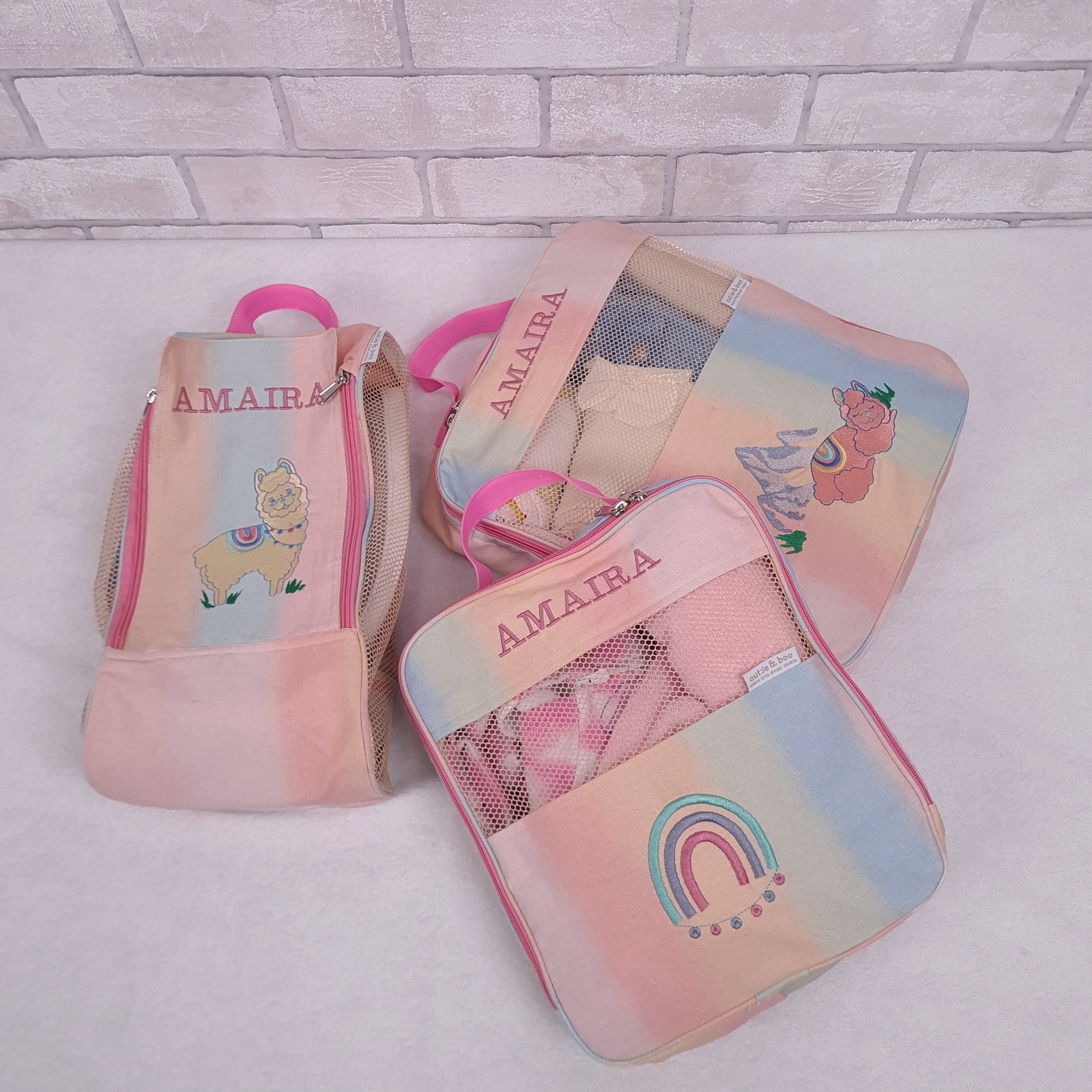 Ooh La Llama Organizer Bags  (Set of 3) Small Organizer Bag  +  Big Organizer Bag  +  Shoe Bag