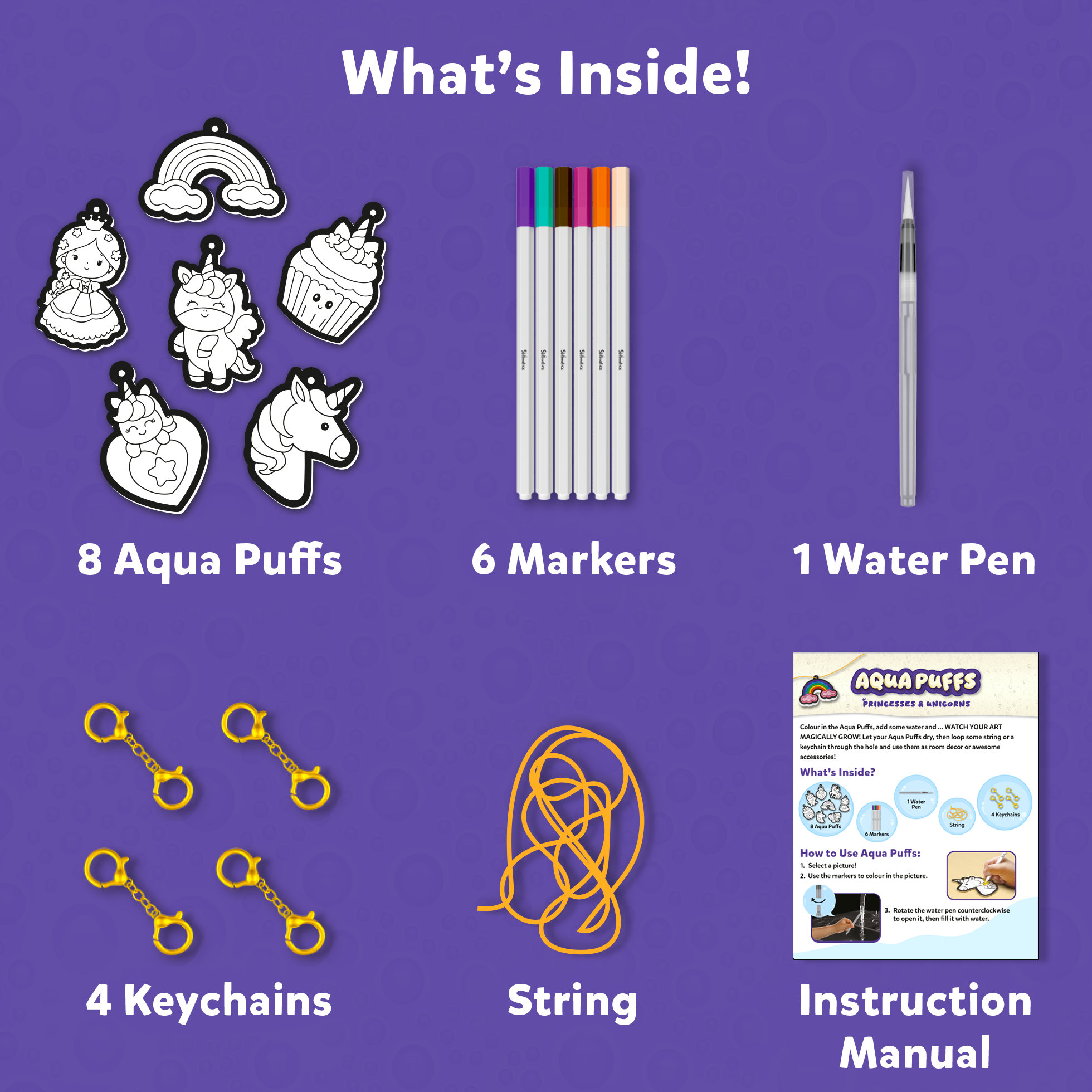 Skillmatics 3D Art Kit - Aqua Puffs, Princesses & Unicorns, Mess-Free Fun, Magical Craft Activity, Travel Toys, DIY Decor, Creative Gifts for Girls & Boys Ages 4, 5, 6, 7, 8, 9, 10