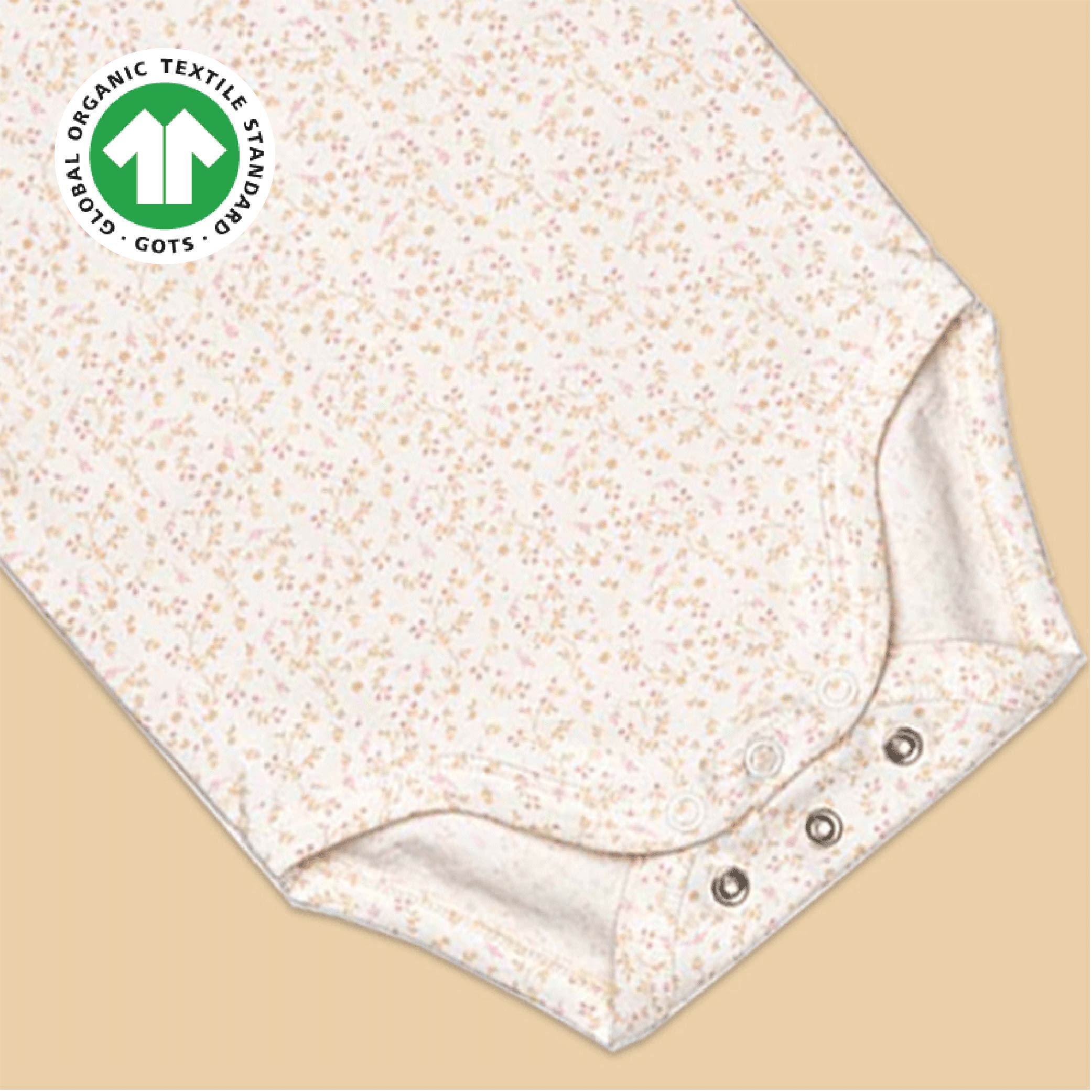 Greendigo 100% Organic Cotton Off White Printed Bodysuit For New Born Baby Boys And Baby Girls