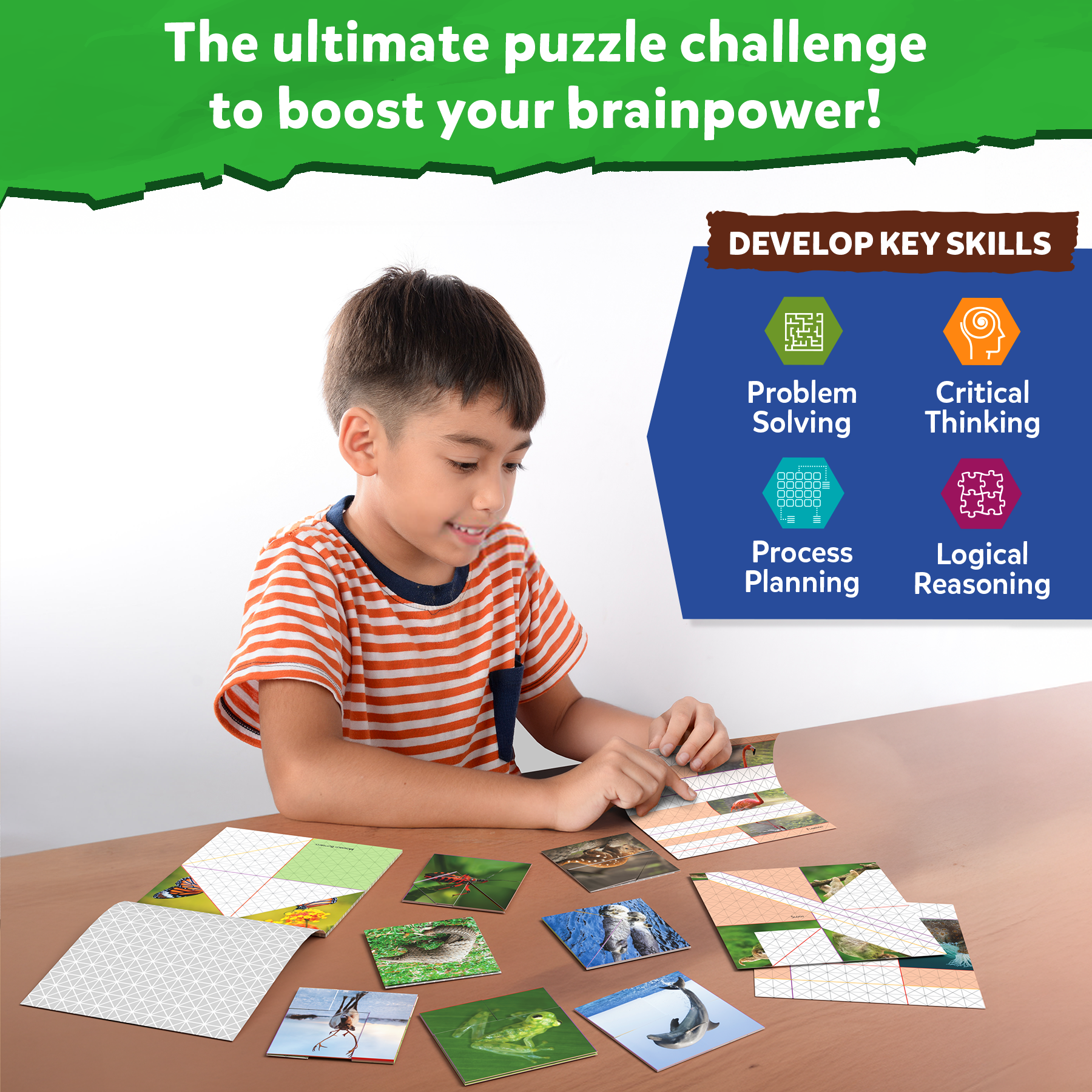 Skillmatics Origami Puzzle Book - Coolest Creatures, DIY Folding Craft & Activity Kit, Educational Toy with 48 Puzzles, Fun Learning Gifts for Girls & Boys Ages 7, 8, 9, 10 & Up