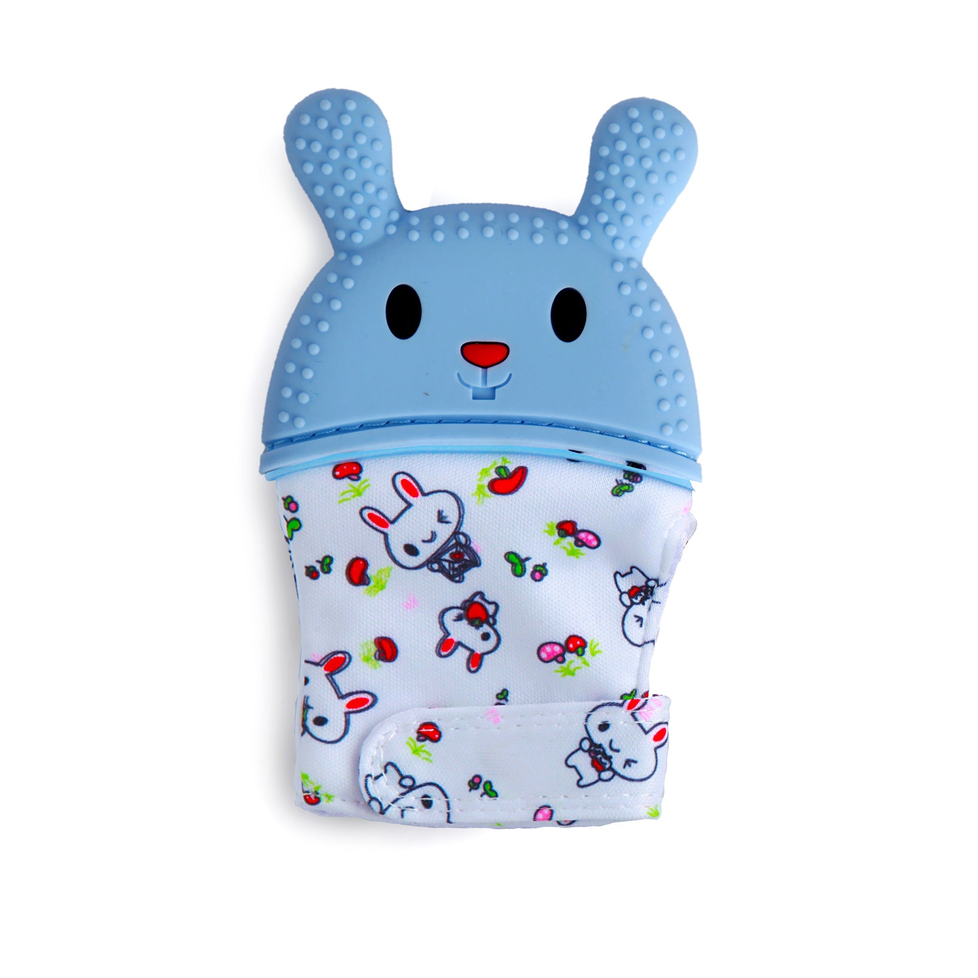 Rabbits Eat Carrots Blue Teething Mitten - 1 pc - Baby Moo