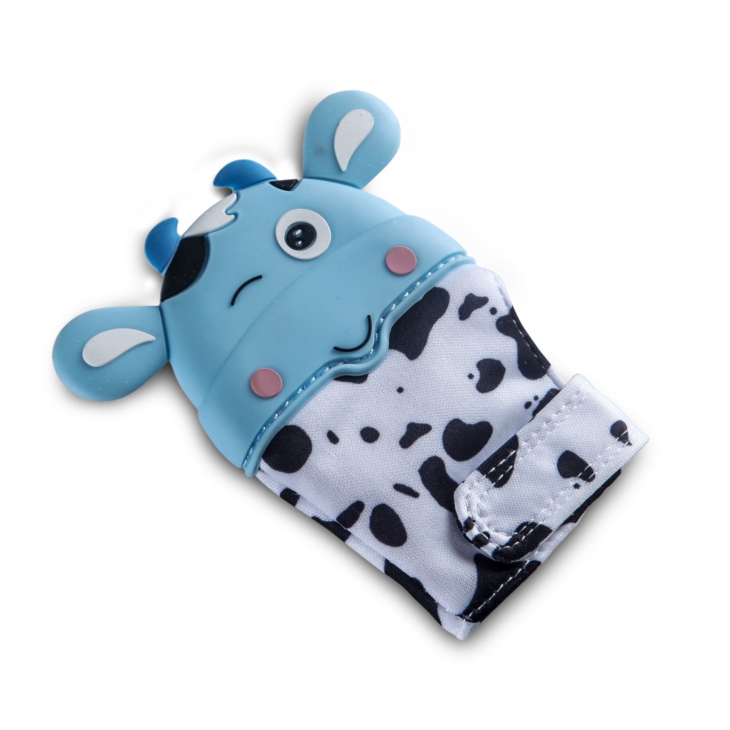 Teething Mitten Silicone Self Soothing Glove 1 Pc Cow Shape - Blue